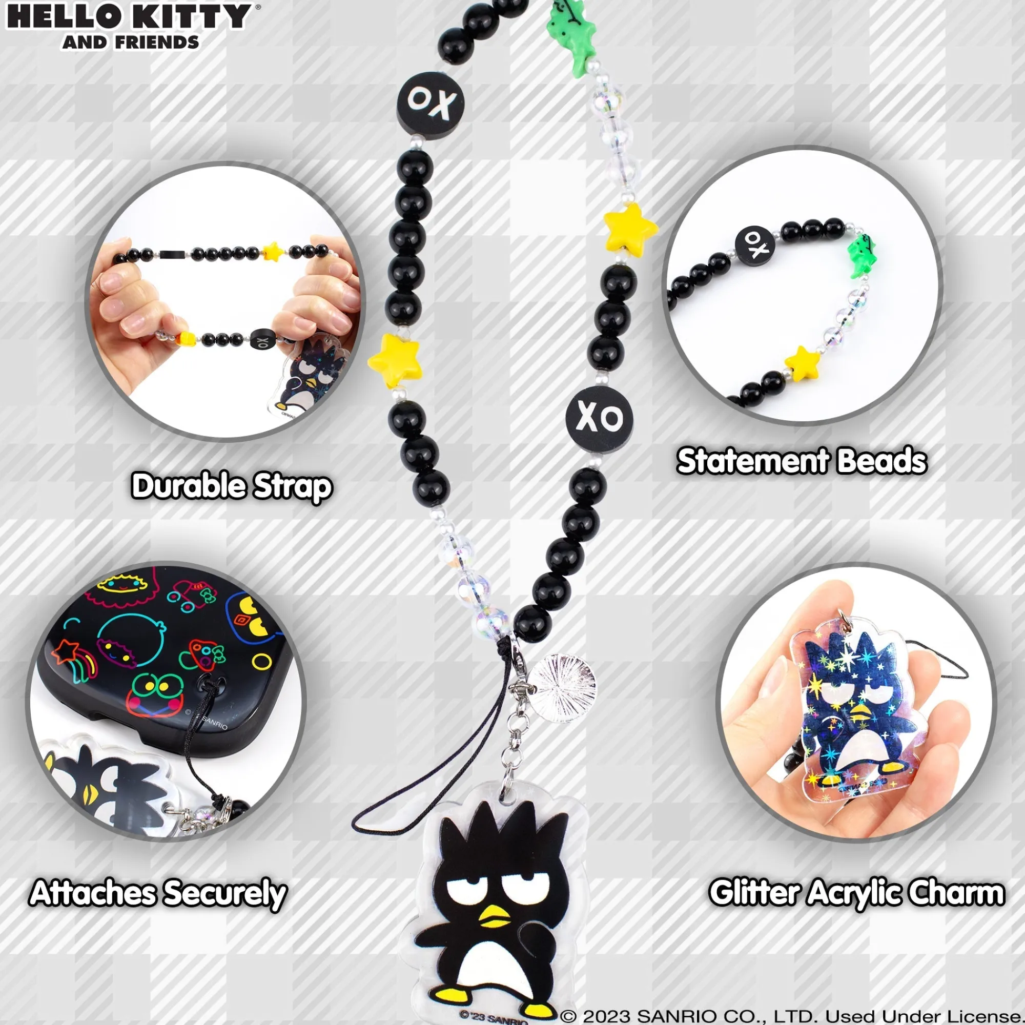 Hamee.com - Hamee US Badtz-maru Beaded Charm Mobile Phone Wrist Strap