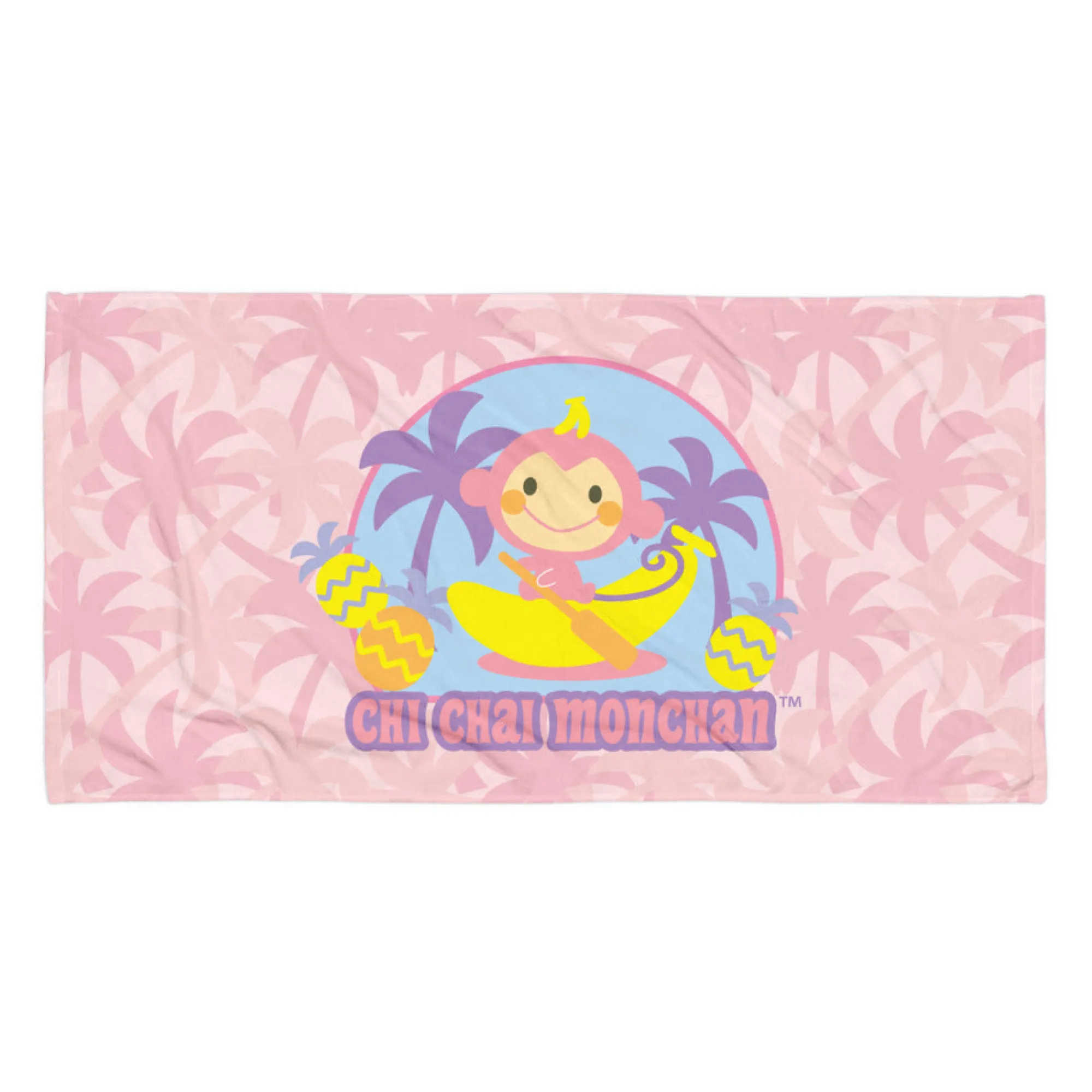 Printful Chi Chai Monchan Pink Palms Beach Towel
