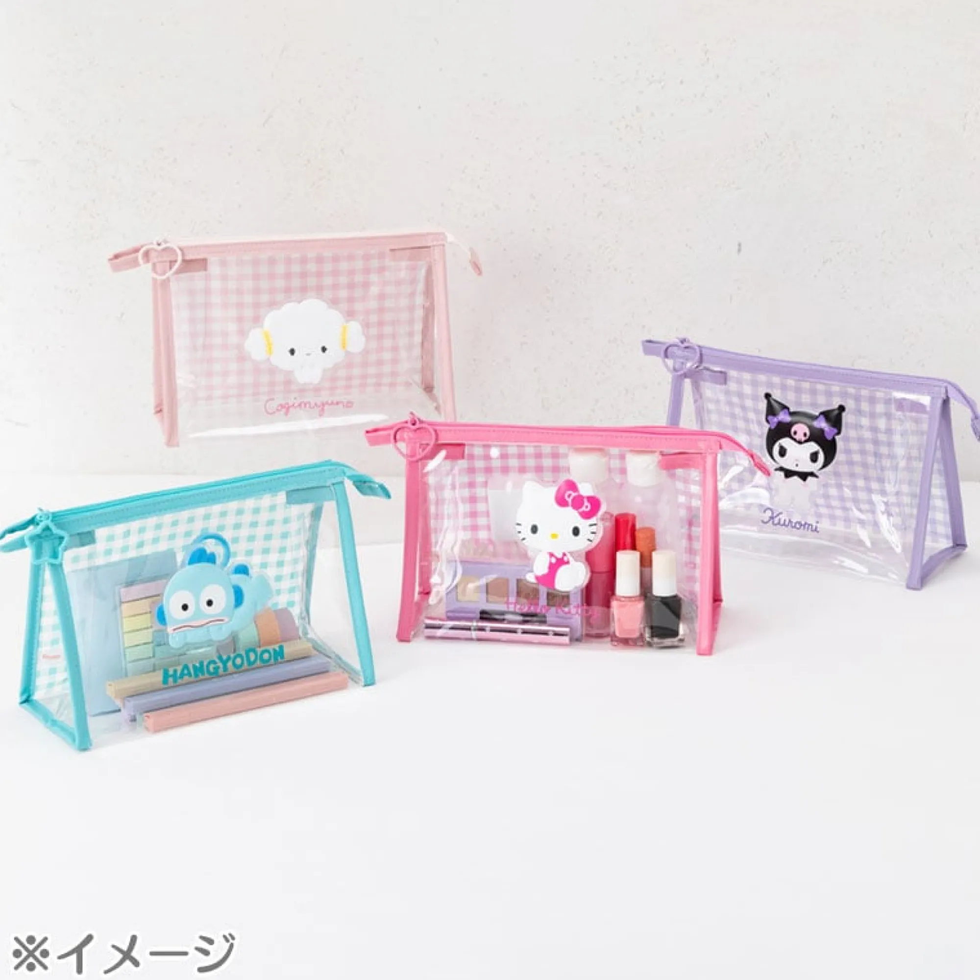 Japan Original Cinnamoroll Clear Gingham Zipper Pouch