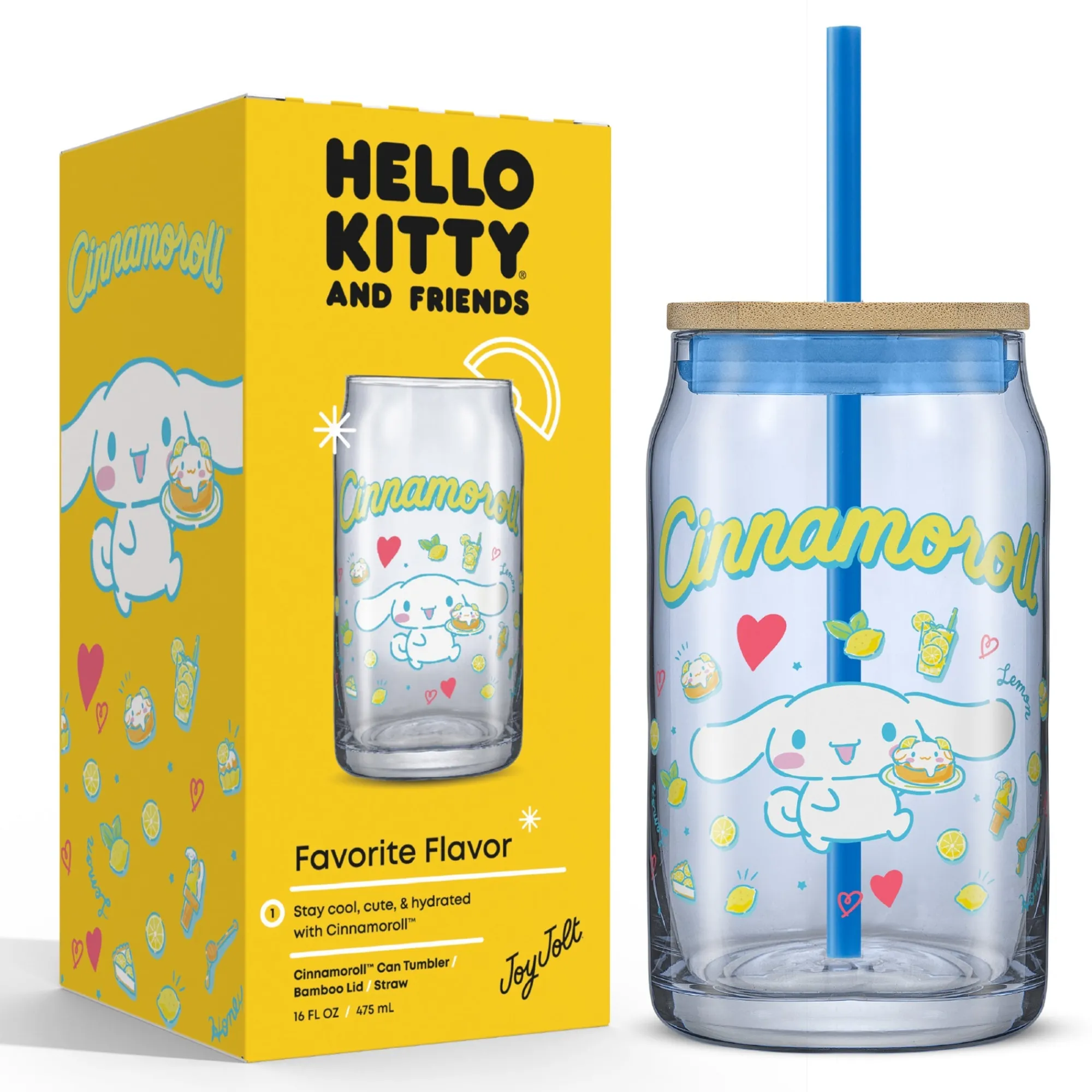 JoyJolt Cinnamoroll Favorite Flavor Lidded Glass Tumbler