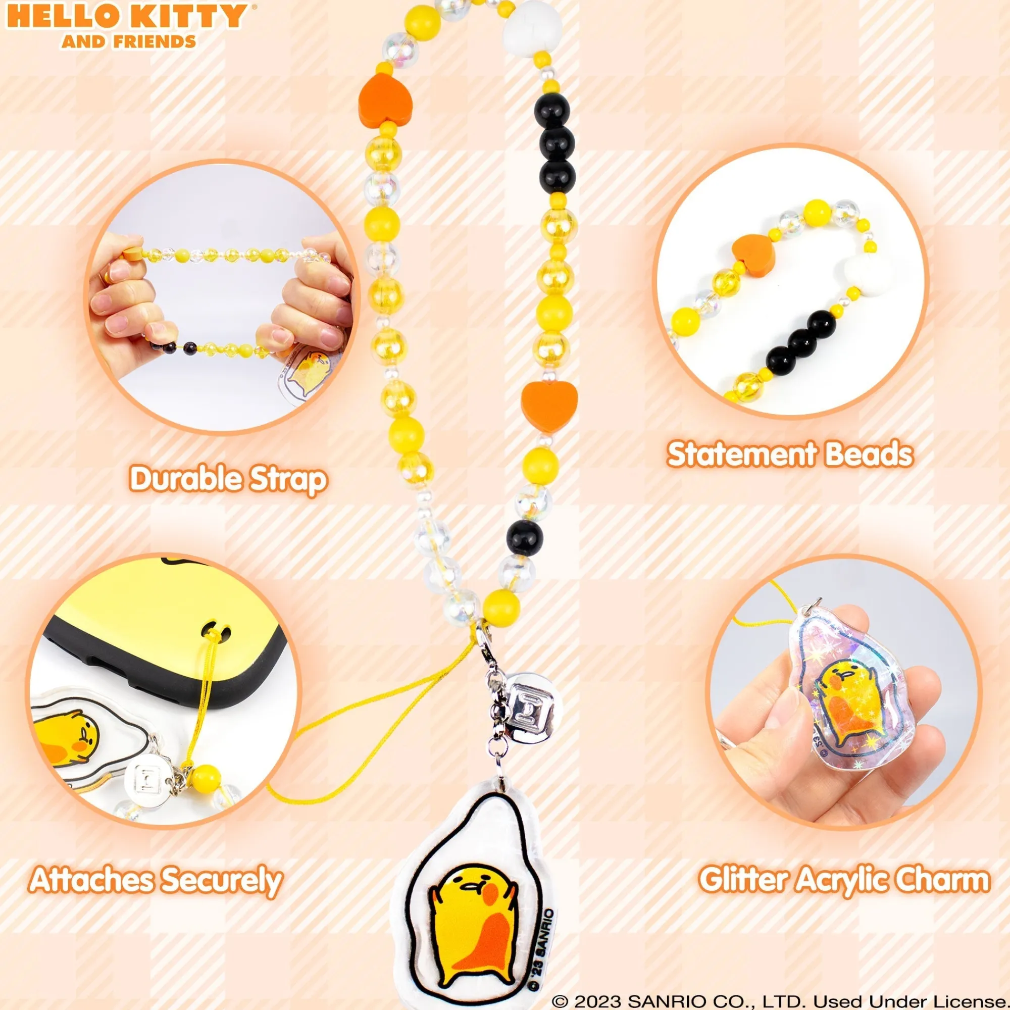 Hamee.com - Hamee US Gudetama Beaded Charm Mobile Phone Wrist Strap