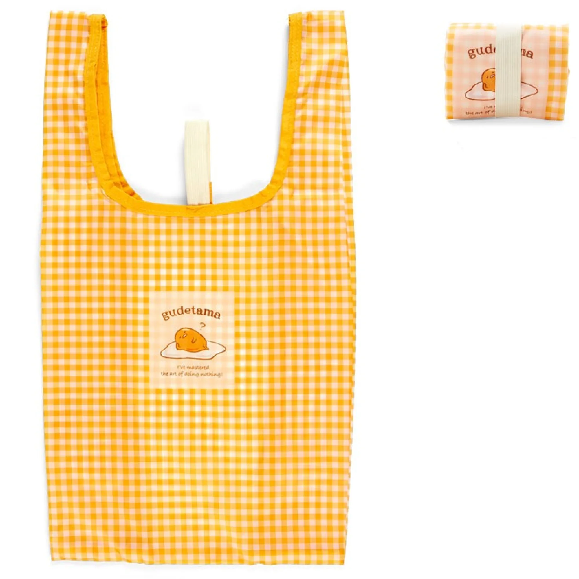Japan Original Gudetama Gingham Reusable Tote Bag
