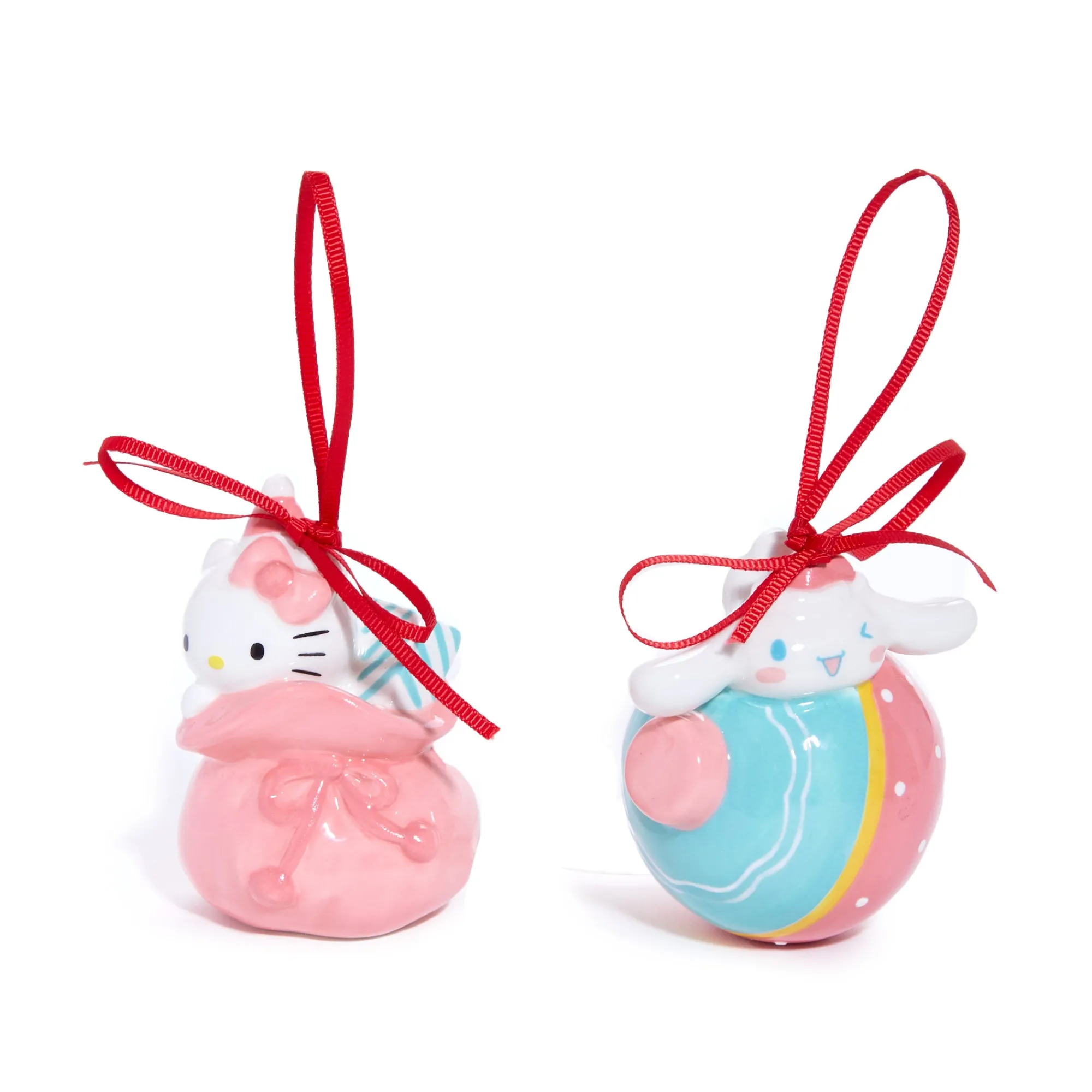 Blue Sky Clayworks Hello Kitty and Cinnamoroll 2-pc Holiday Ceramic Ornament Set (Pastel )