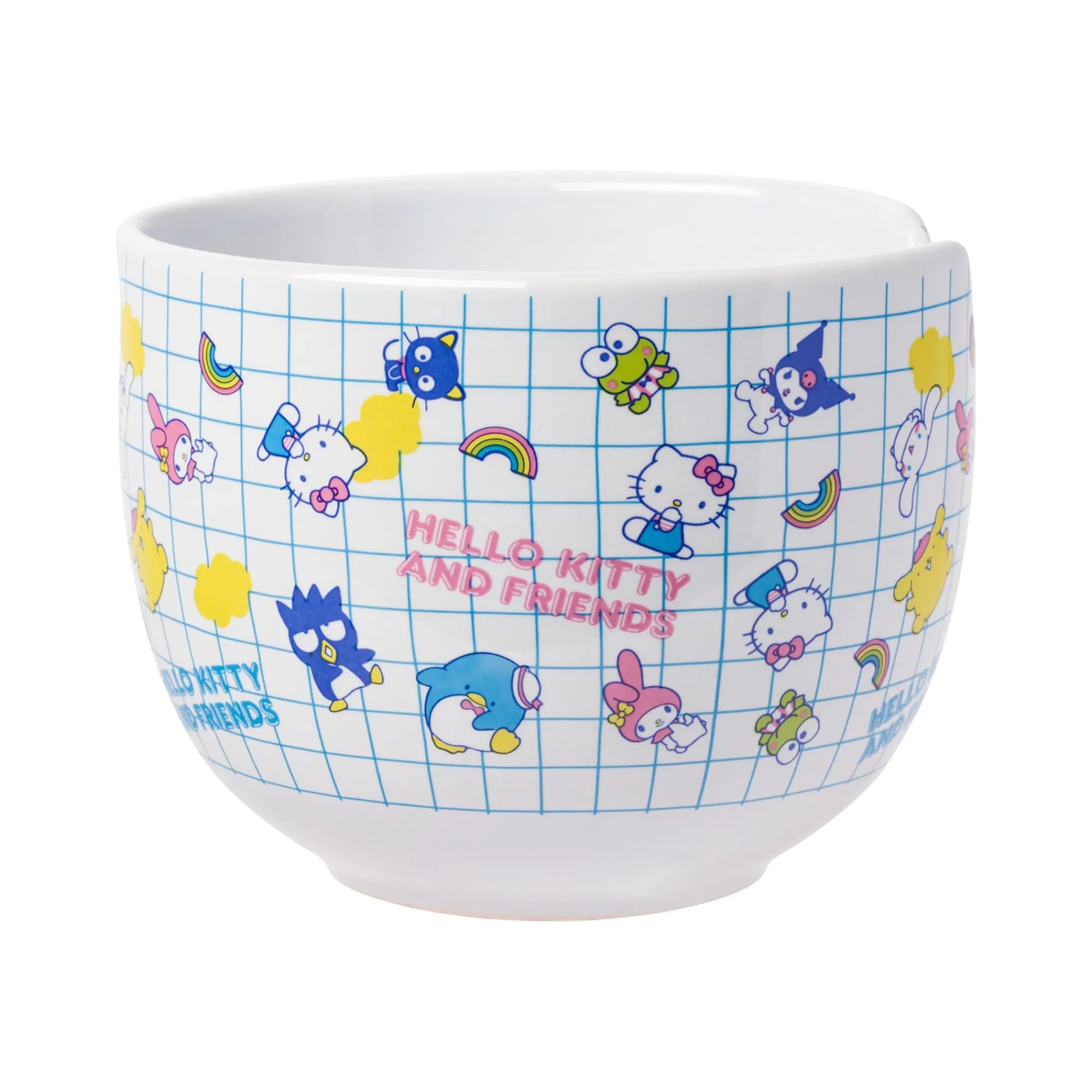Silver Buffalo Hello Kitty and Friends Ceramic Ramen Bowl and Chopstick Set (Color Grid)