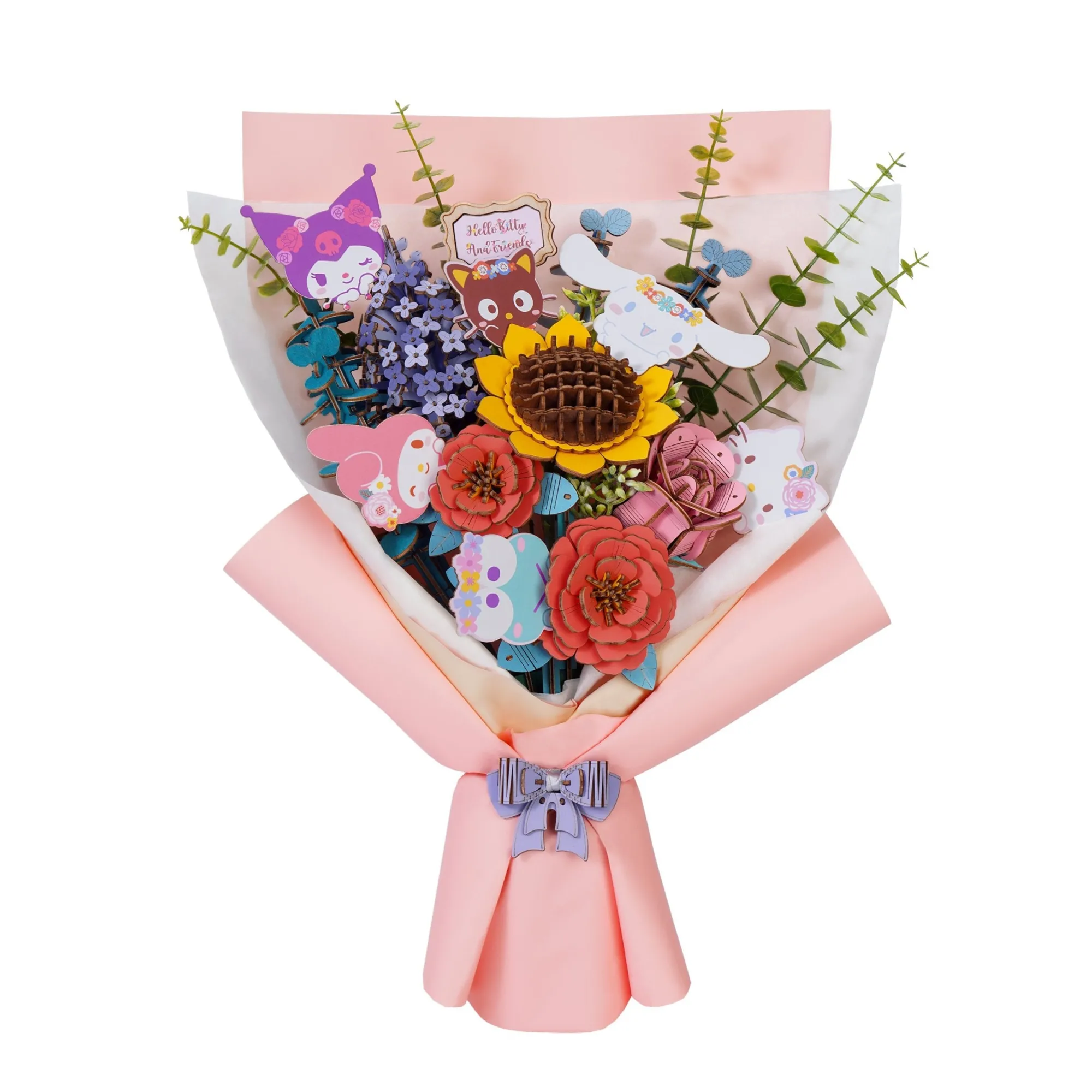 HANDS CRAFT Hello Kitty and Friends Flower Bouquet 3D Wooden Puzzle