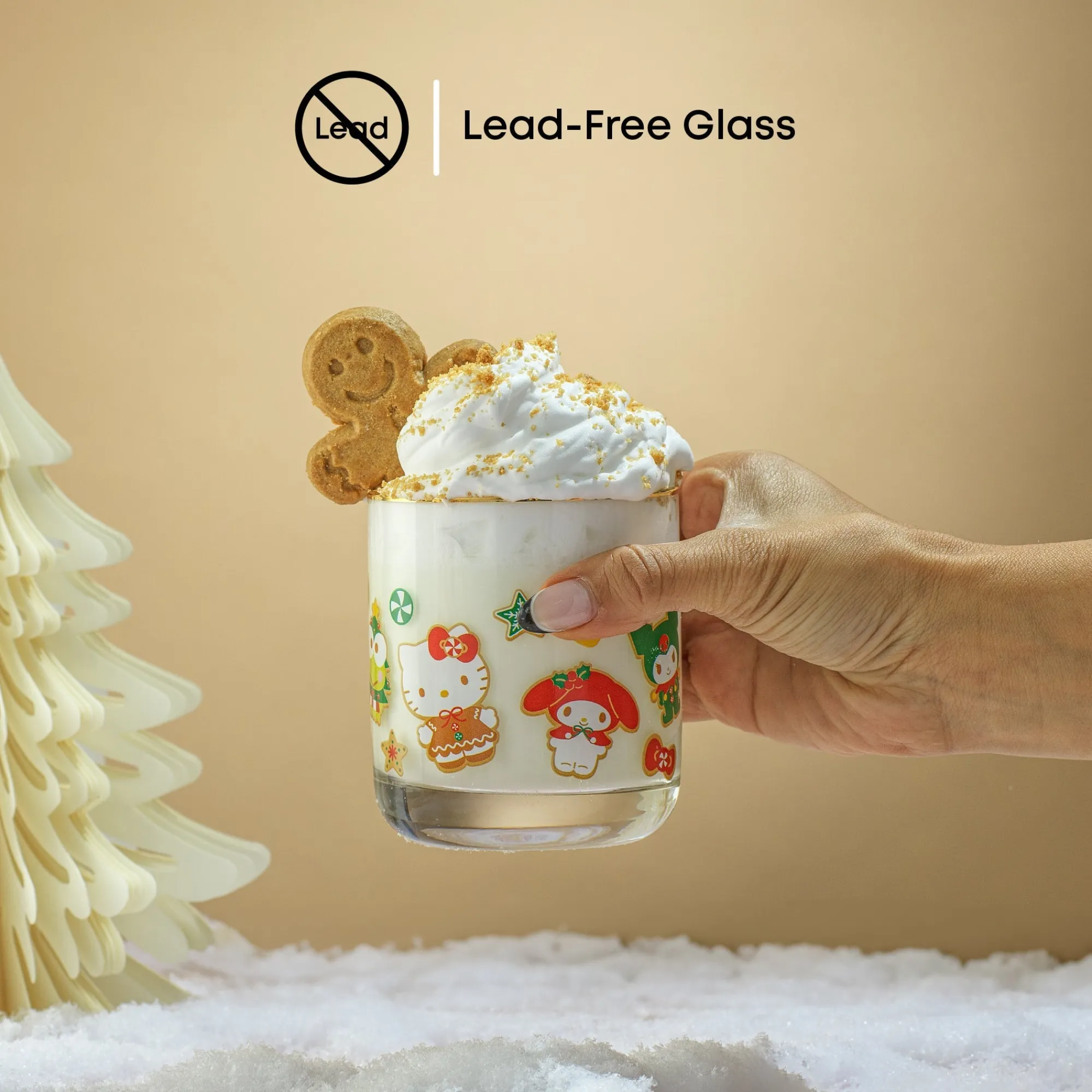 JoyJolt Hello Kitty and Friends Gingerbread Pals Short Glasses