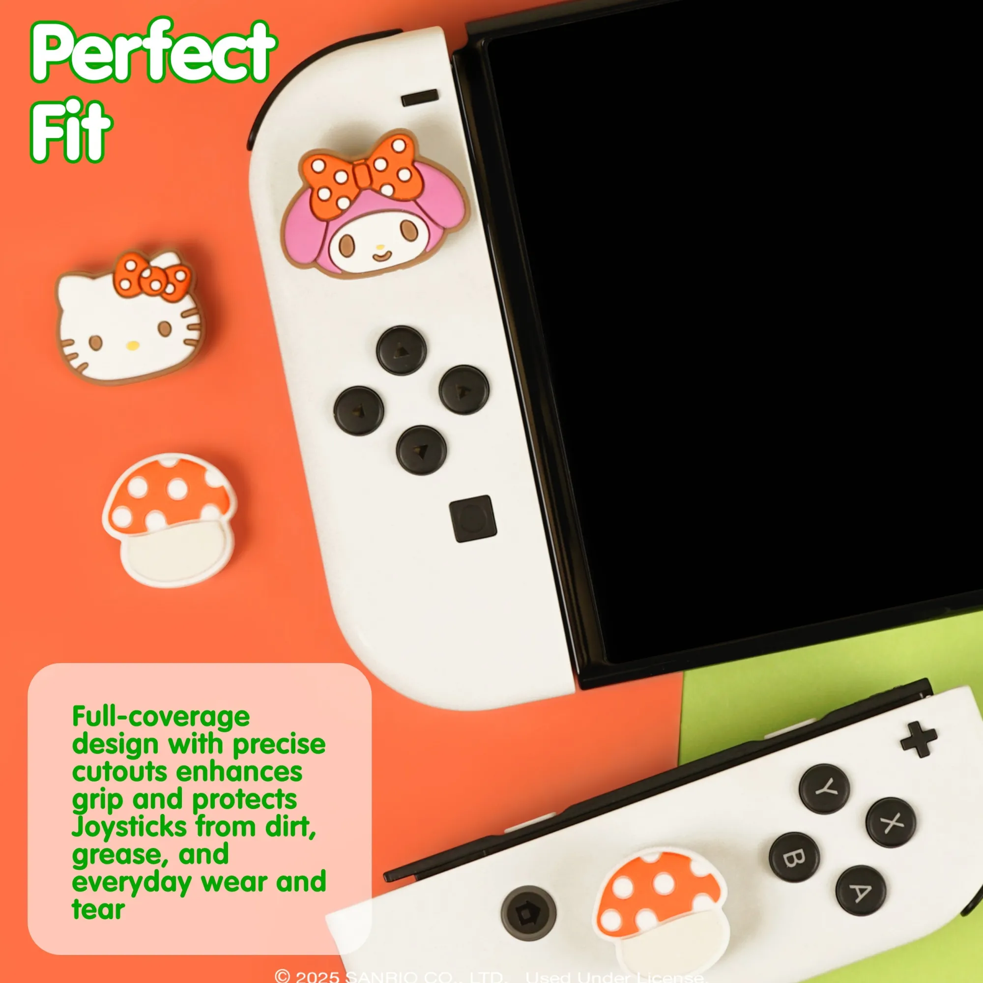 Hamee.com - Hamee US Hello Kitty and Friends Mushroom Nintendo Switch Grip Caps (Hello Kitty + My Melody)