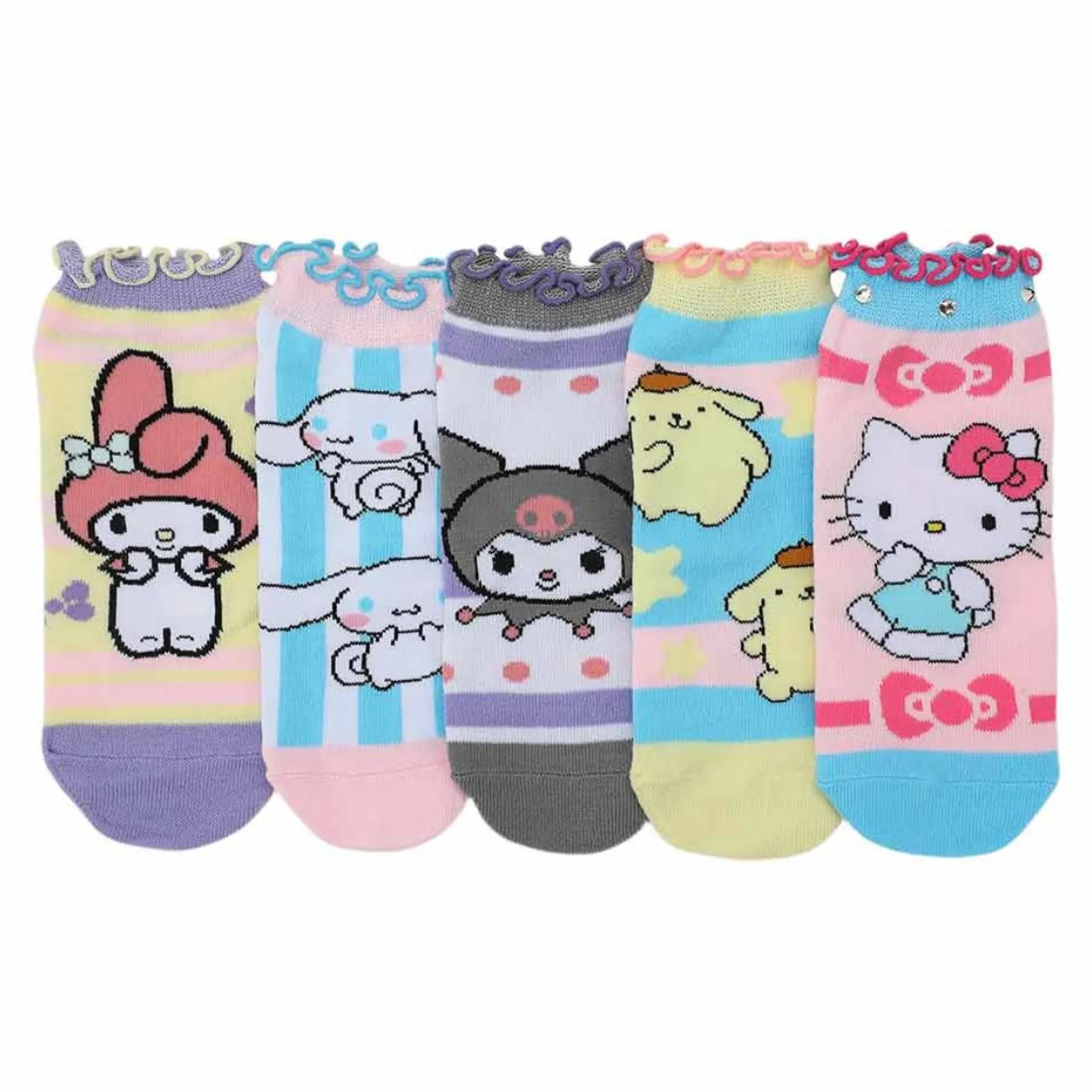 BIOWORLD Hello Kitty and Friends 5-Pc Frilly Ankle Sock Set