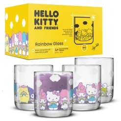 JoyJolt Hello Kitty and Friends Rainbow Short Drinking Glasses (Set of 4)