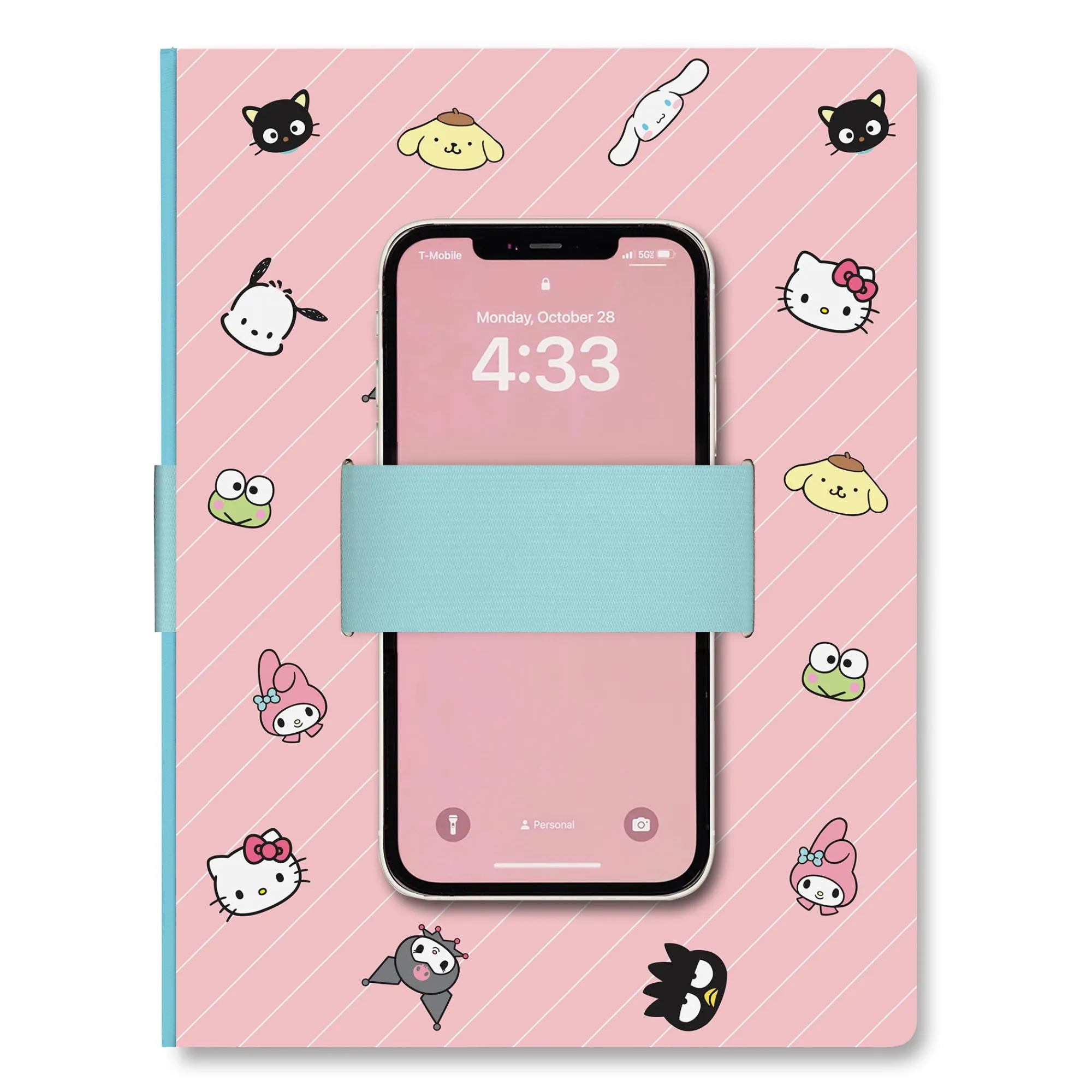 Studio Oh! Hello Kitty and Friends x Pink Pinstripe Casey Notebook with Phone Loop