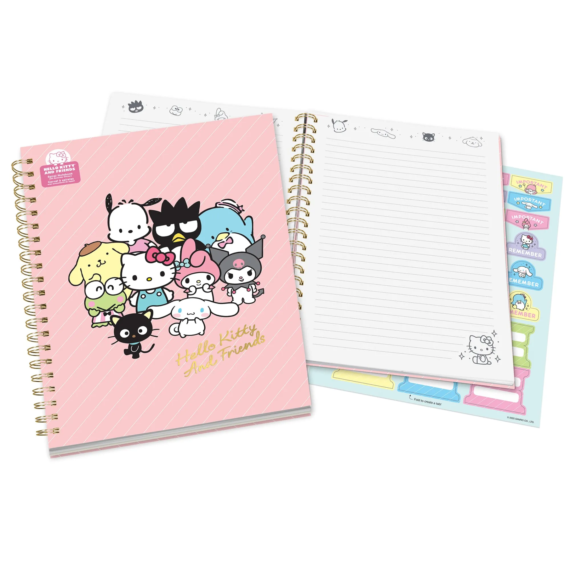 Studio Oh! Hello Kitty and Friends x Pink Pinstripe Extra-Large Spiral Notebook