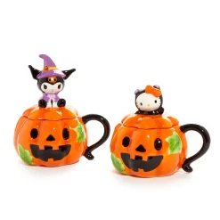 Blue Sky Clayworks Hello Kitty and Kuromi Pumpkin Ceramic Mugs Gift Set