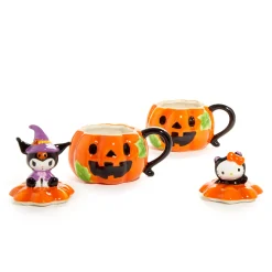 Blue Sky Clayworks Hello Kitty and Kuromi Pumpkin Ceramic Mugs Gift Set
