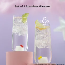 JoyJolt Hello Kitty and Mimmy 3D Icon Tall Drinking Glasses (Set of 2)