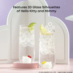 JoyJolt Hello Kitty and Mimmy 3D Icon Tall Drinking Glasses (Set of 2)
