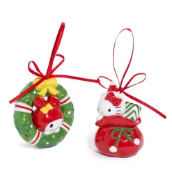 Blue Sky Clayworks Hello Kitty and My Melody 2-pc Holiday Ceramic Ornament Set