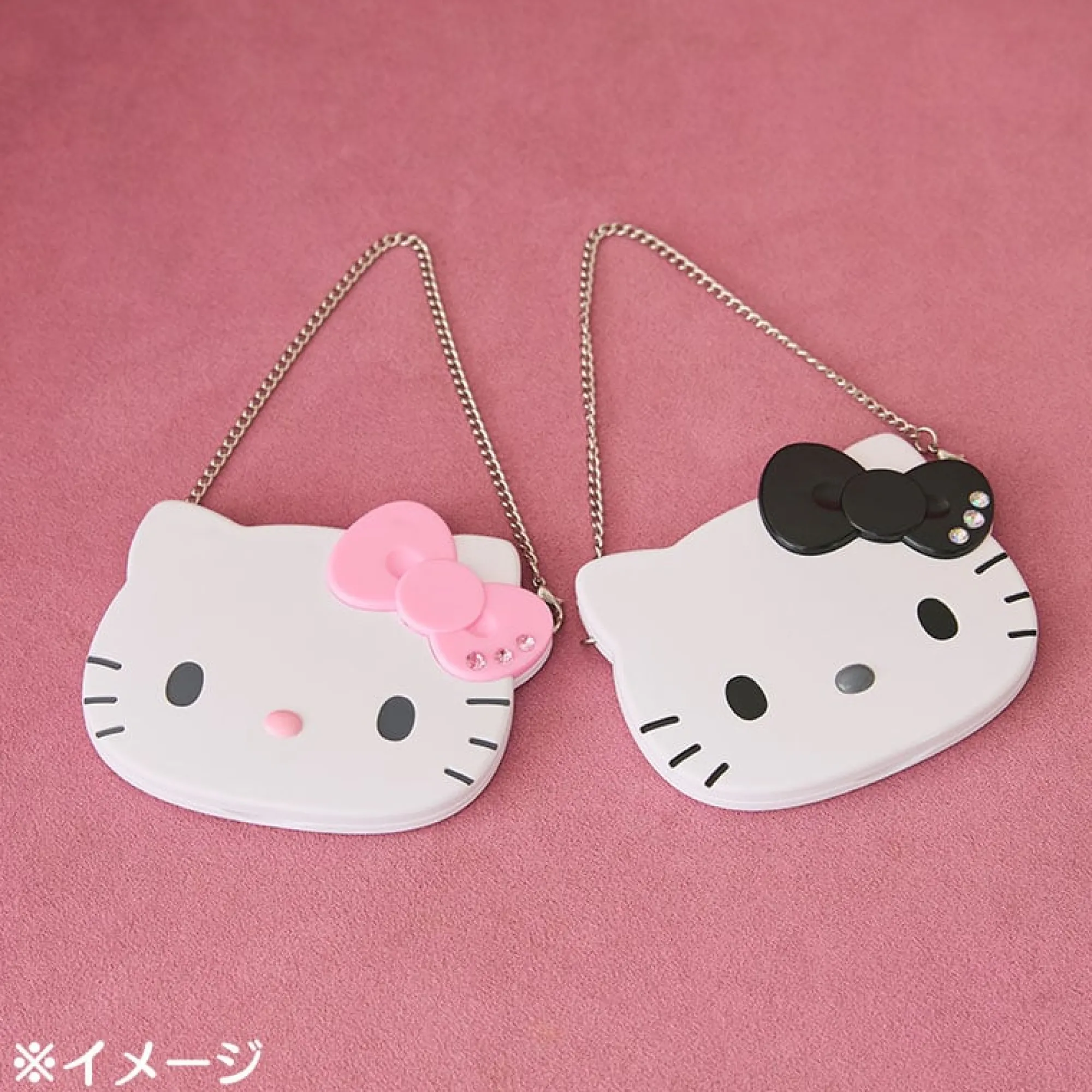Japan Original Hello Kitty Black Compact Mirror (I Love Hello Kitty Series)