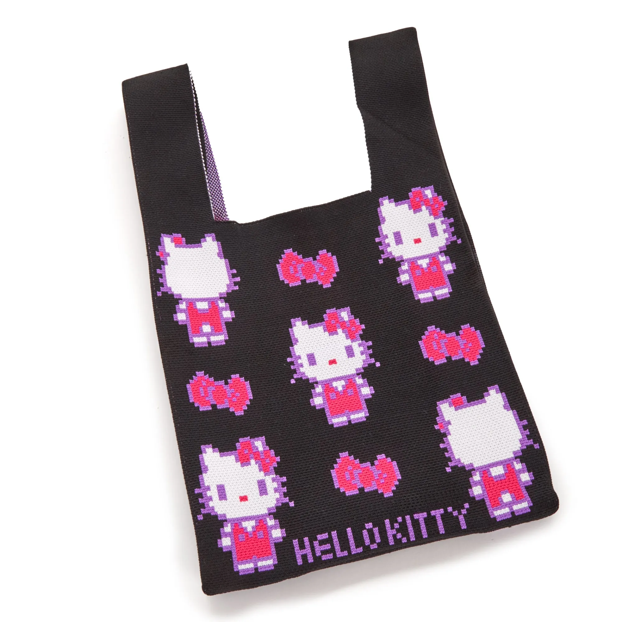 NAKAJIMA CORPORATION Hello Kitty Black Knit Shopper Bag (Retro Pixel Series)