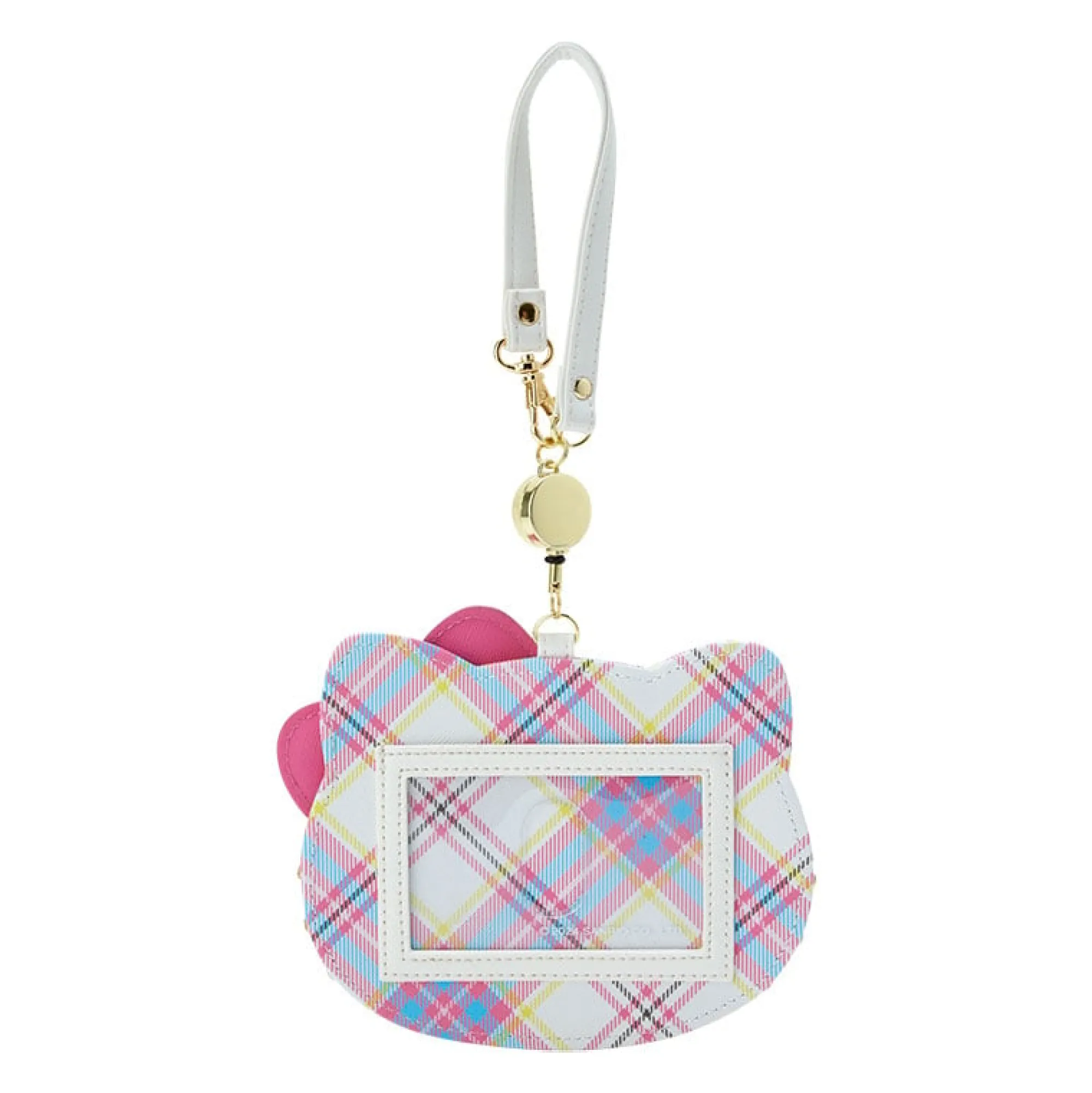Japan Original Hello Kitty Card Case with Key Reel (Hello Kitty Dress Tartan Series)