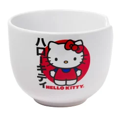 Silver Buffalo LLC Hello Kitty Ceramic Ramen Bowl and Chopstick Set (Japan Logo)