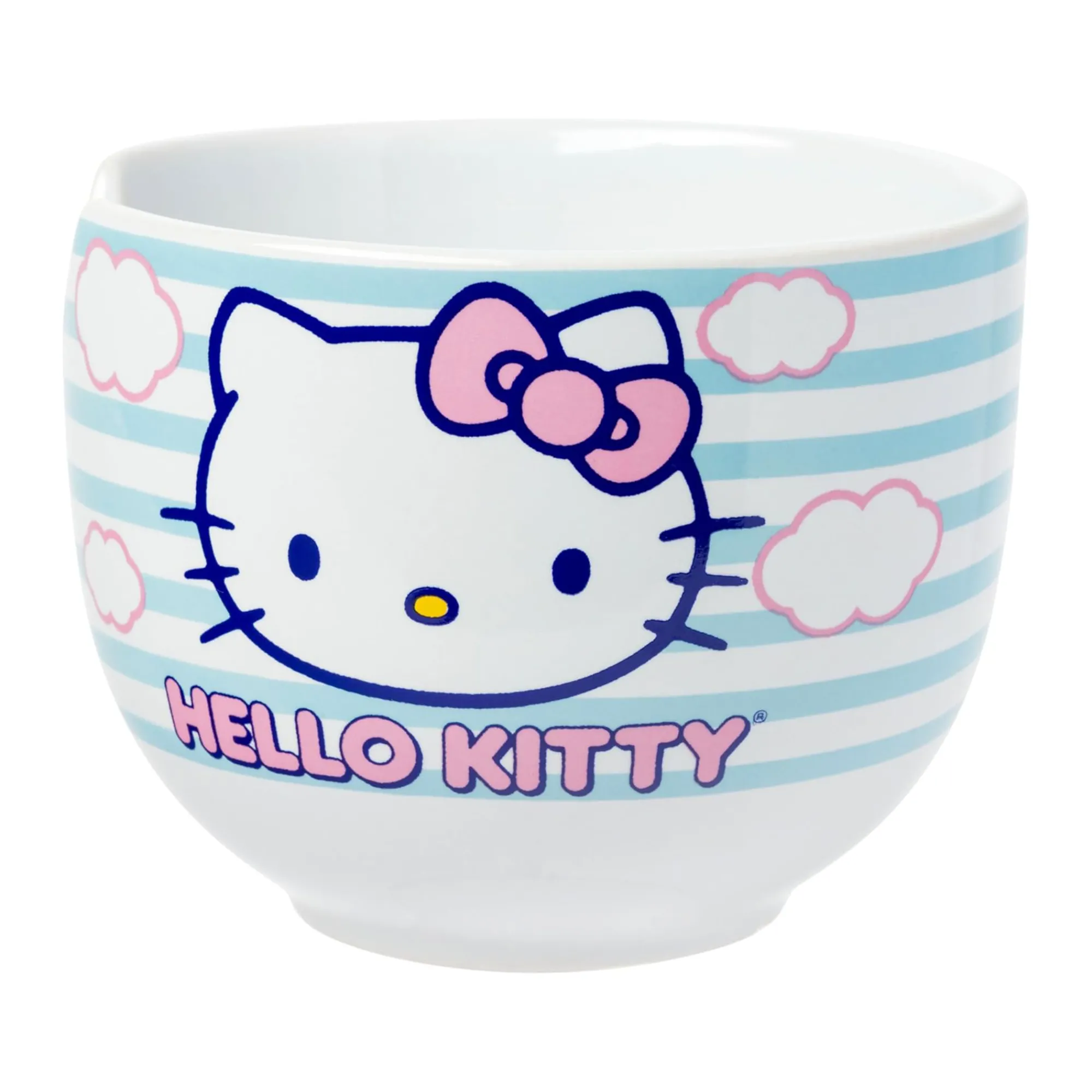 Silver Buffalo Hello Kitty Ceramic Ramen Bowl and Chopstick Set (Clouds)