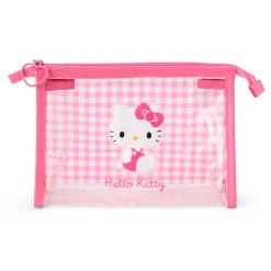 Japan Original Hello Kitty Clear Gingham Zipper Pouch