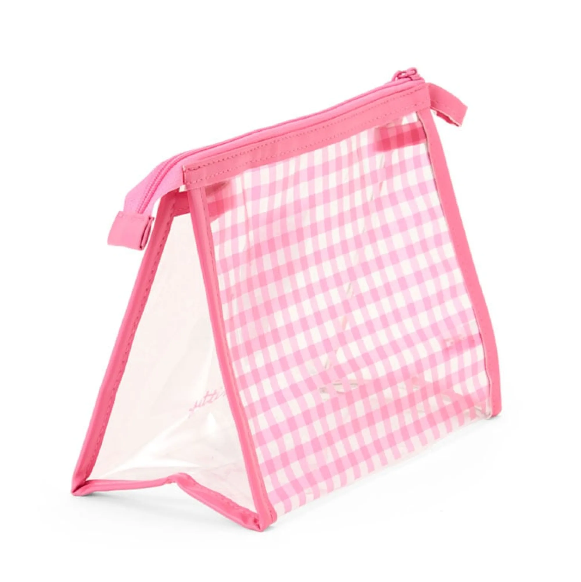 Japan Original Hello Kitty Clear Gingham Zipper Pouch