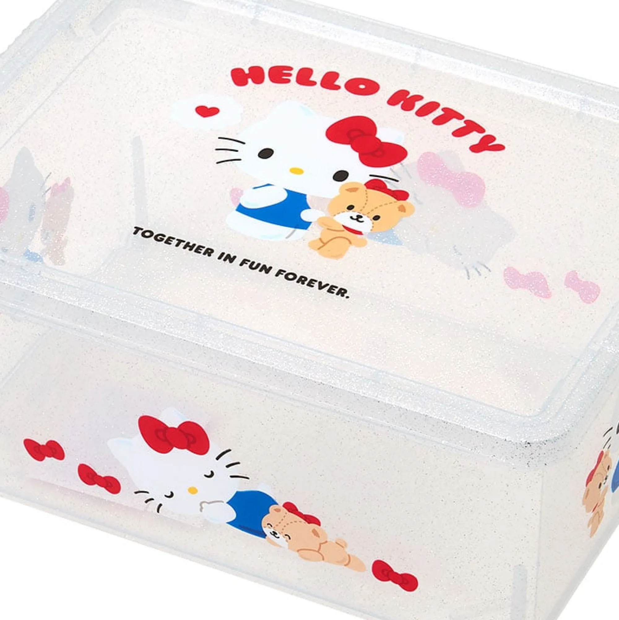 Japan Original Hello Kitty Clear Glitter Storage Bin (S)