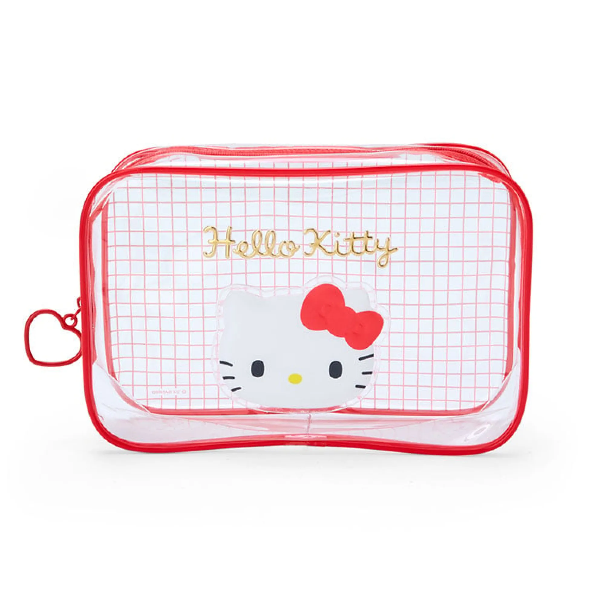 Japan Original Hello Kitty Clear Grid Zipper Pouch