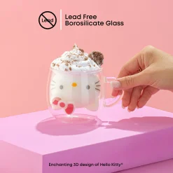 JoyJolt Hello Kitty 3D Double Wall Espresso Glass