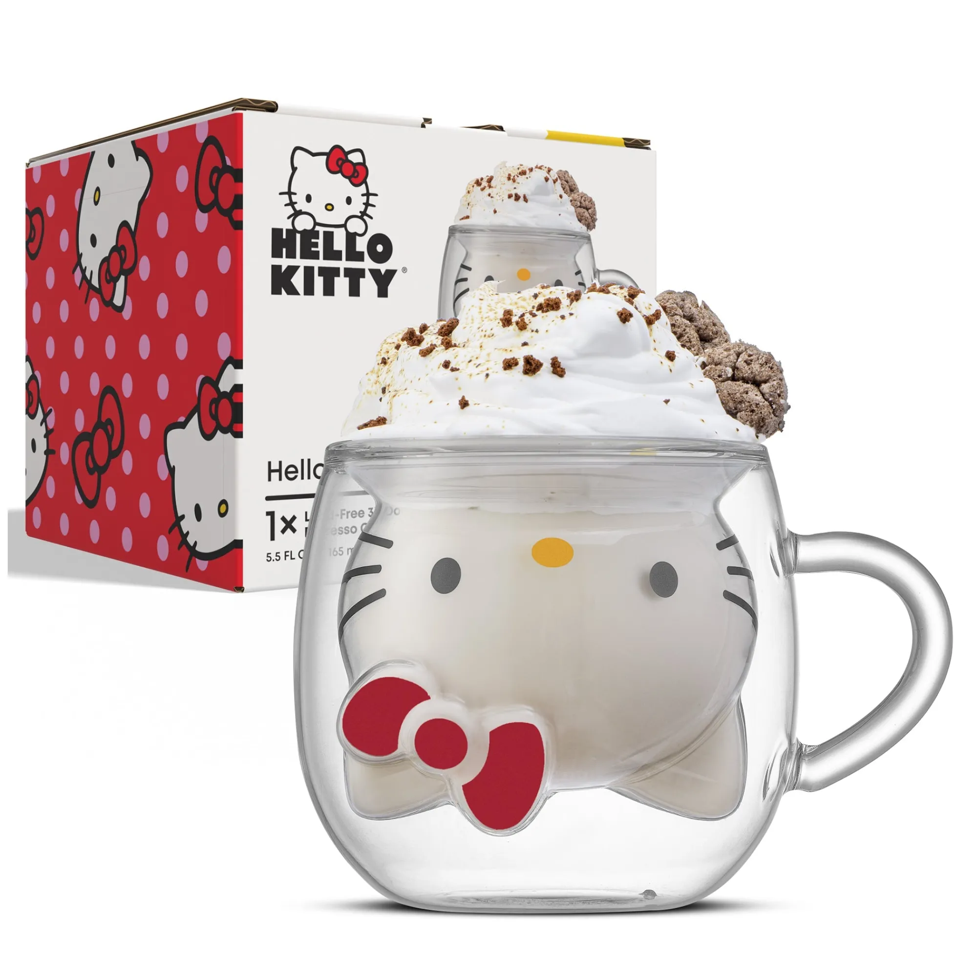 JoyJolt Hello Kitty 3D Double Wall Espresso Glass