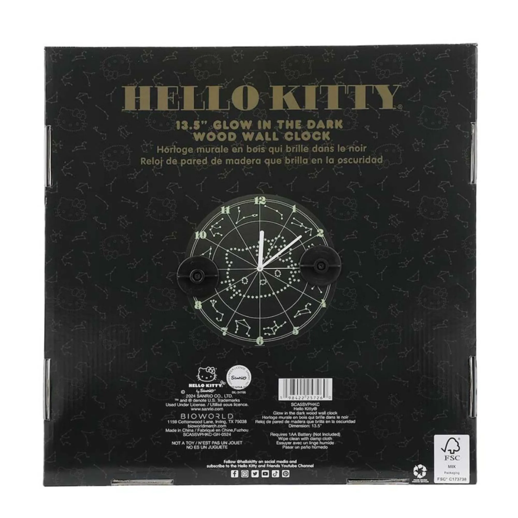 BIOWORLD Hello Kitty Glow-In-The Dark Zodiac Wall Clock