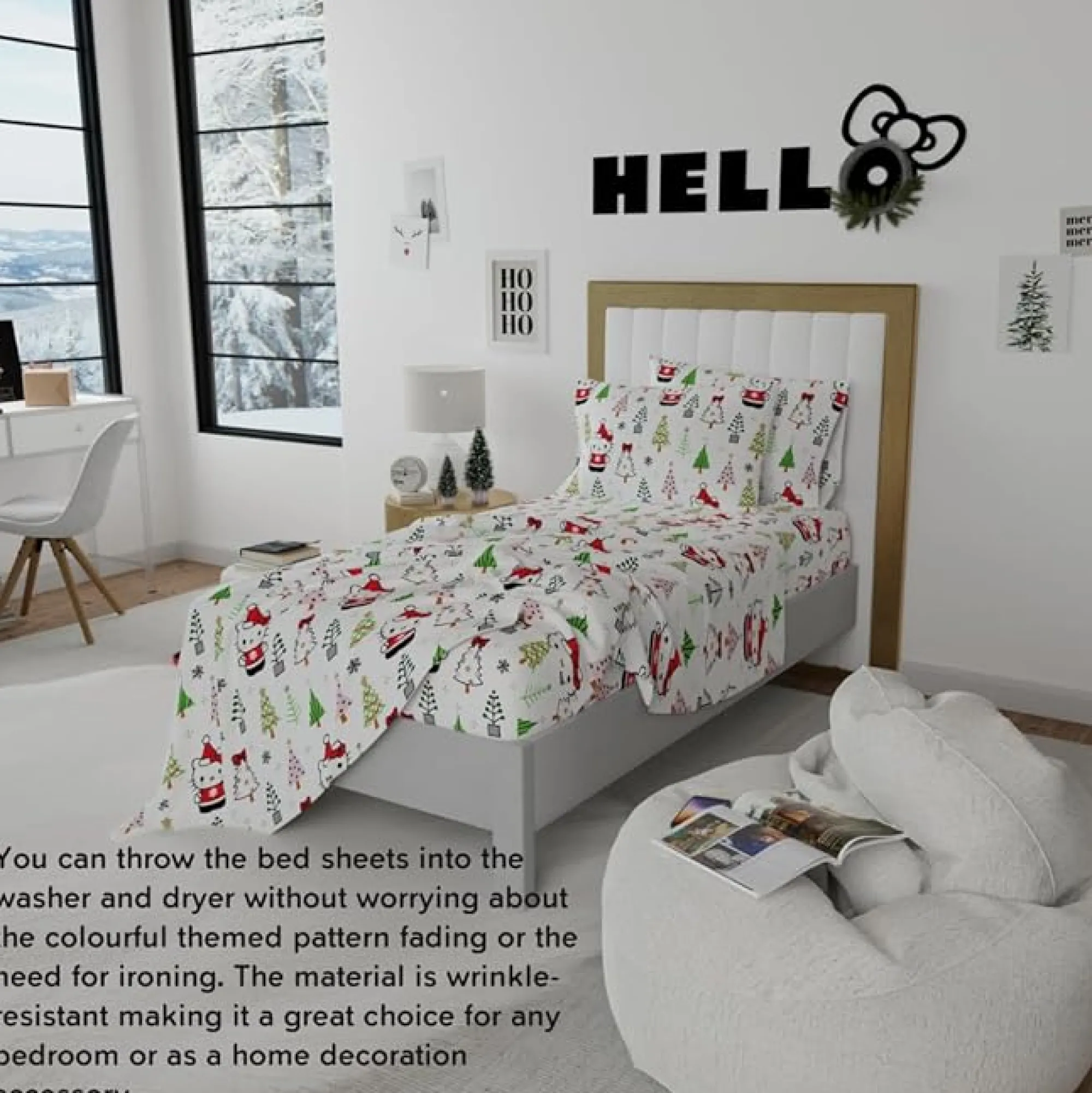 Franco Manufacturing Co Inc Hello Kitty Holiday Cotton Flannel Sheet Set