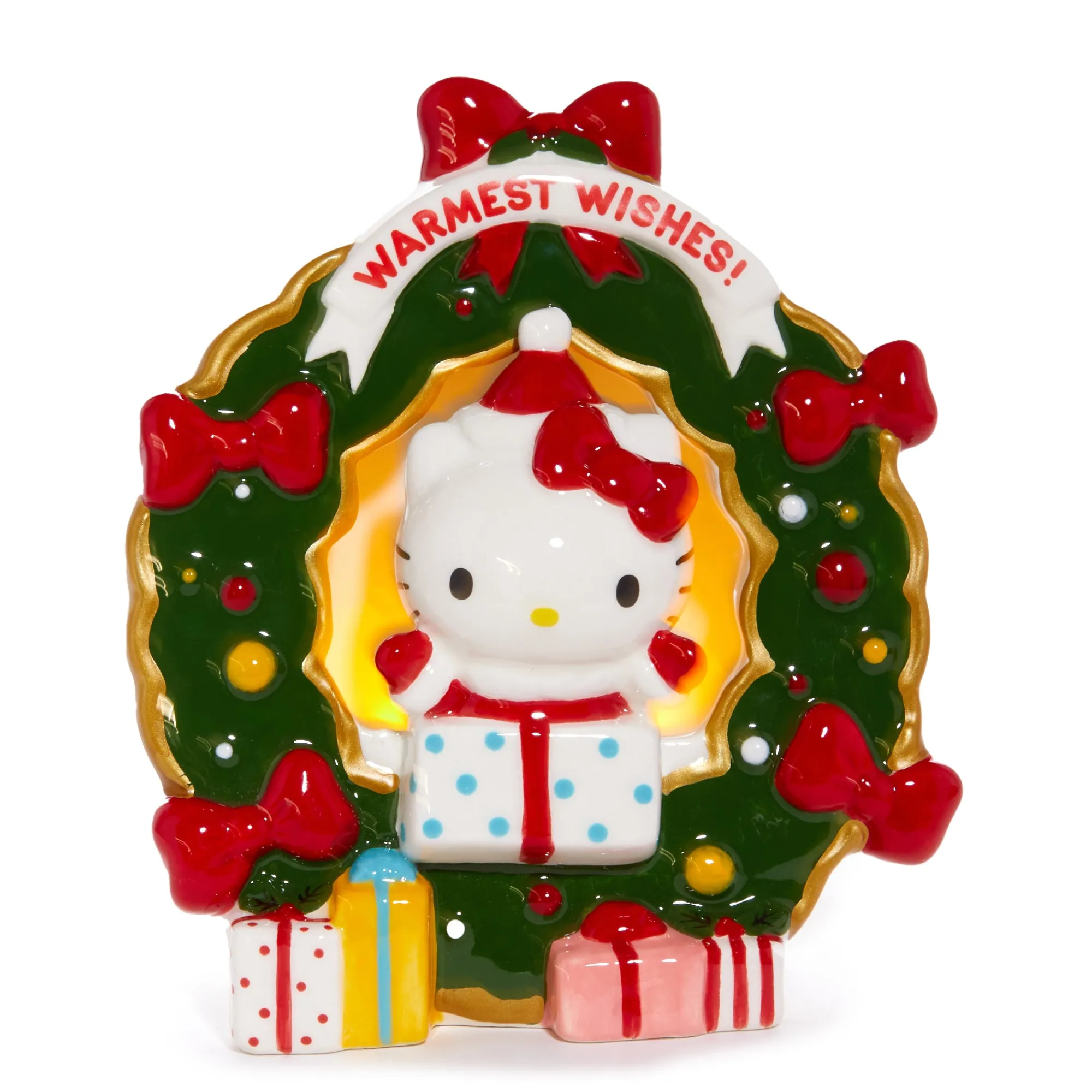 Blue Sky Clayworks Hello Kitty Holiday Wreath Ceramic Tealight Holder