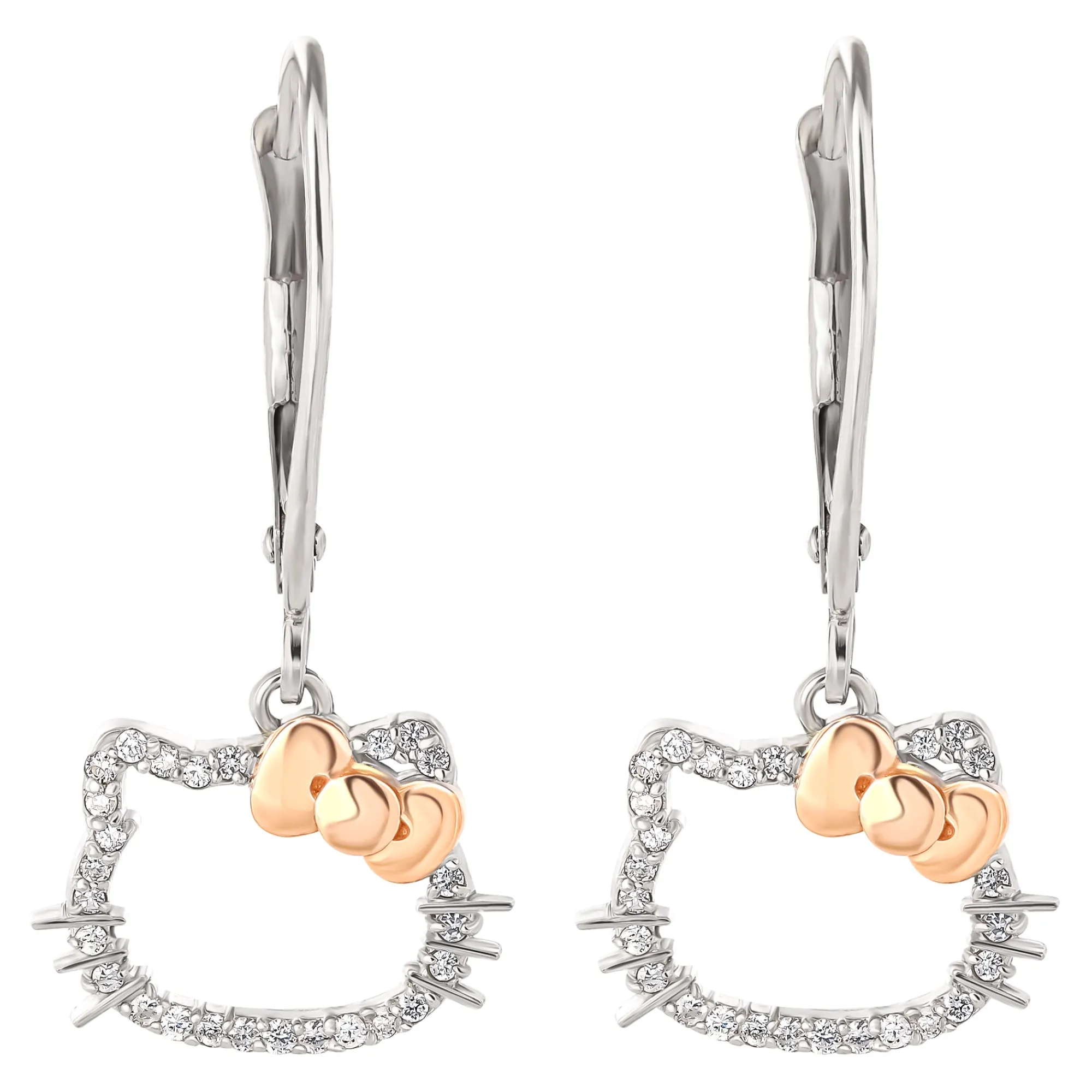JACMEL JEWELRY INC Hello Kitty 14K White Gold Diamond Drop Earrings