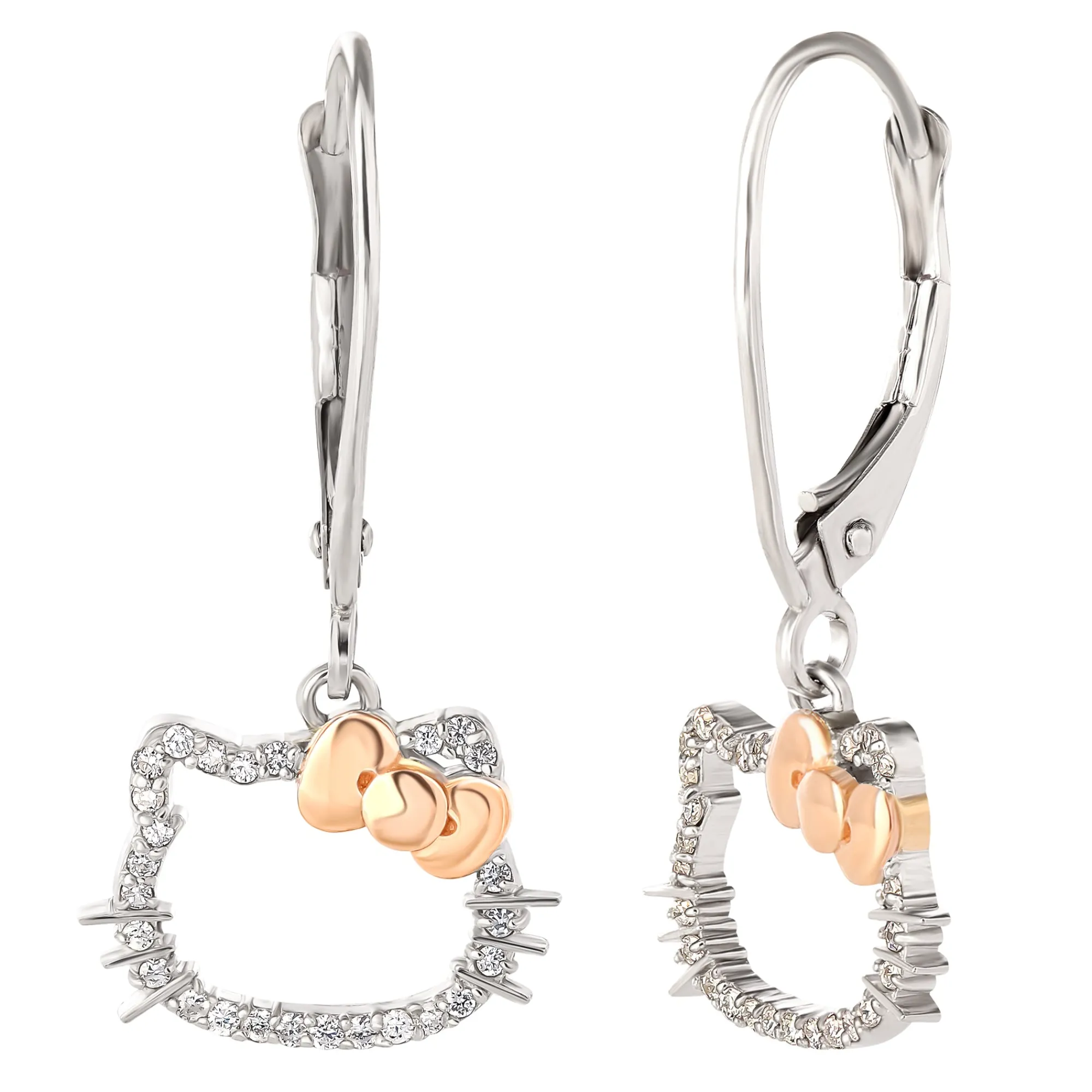 JACMEL JEWELRY INC Hello Kitty 14K White Gold Diamond Drop Earrings