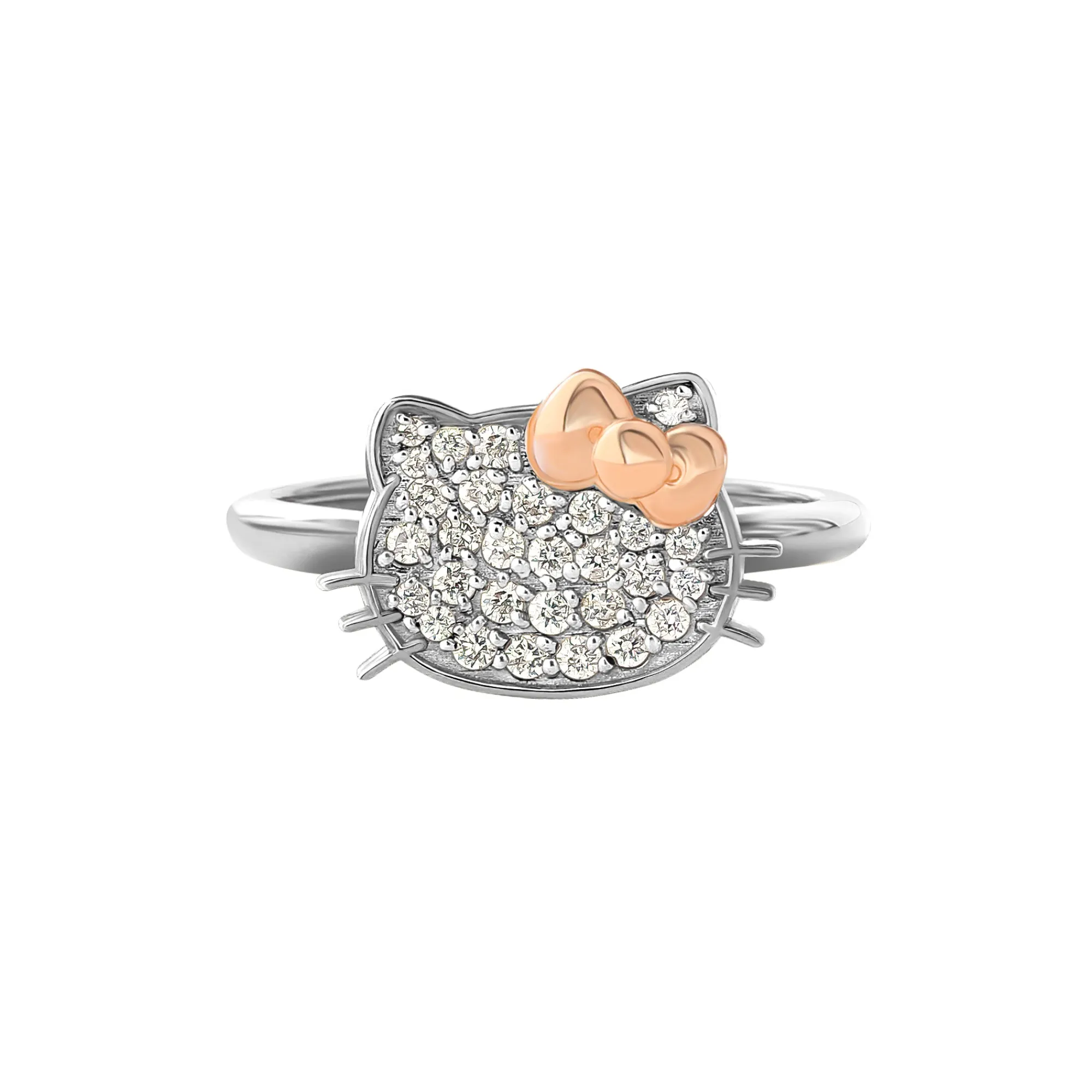 JACMEL JEWELRY INC Hello Kitty 14K White Gold Pavé Diamond Ring (Size 7 Only)