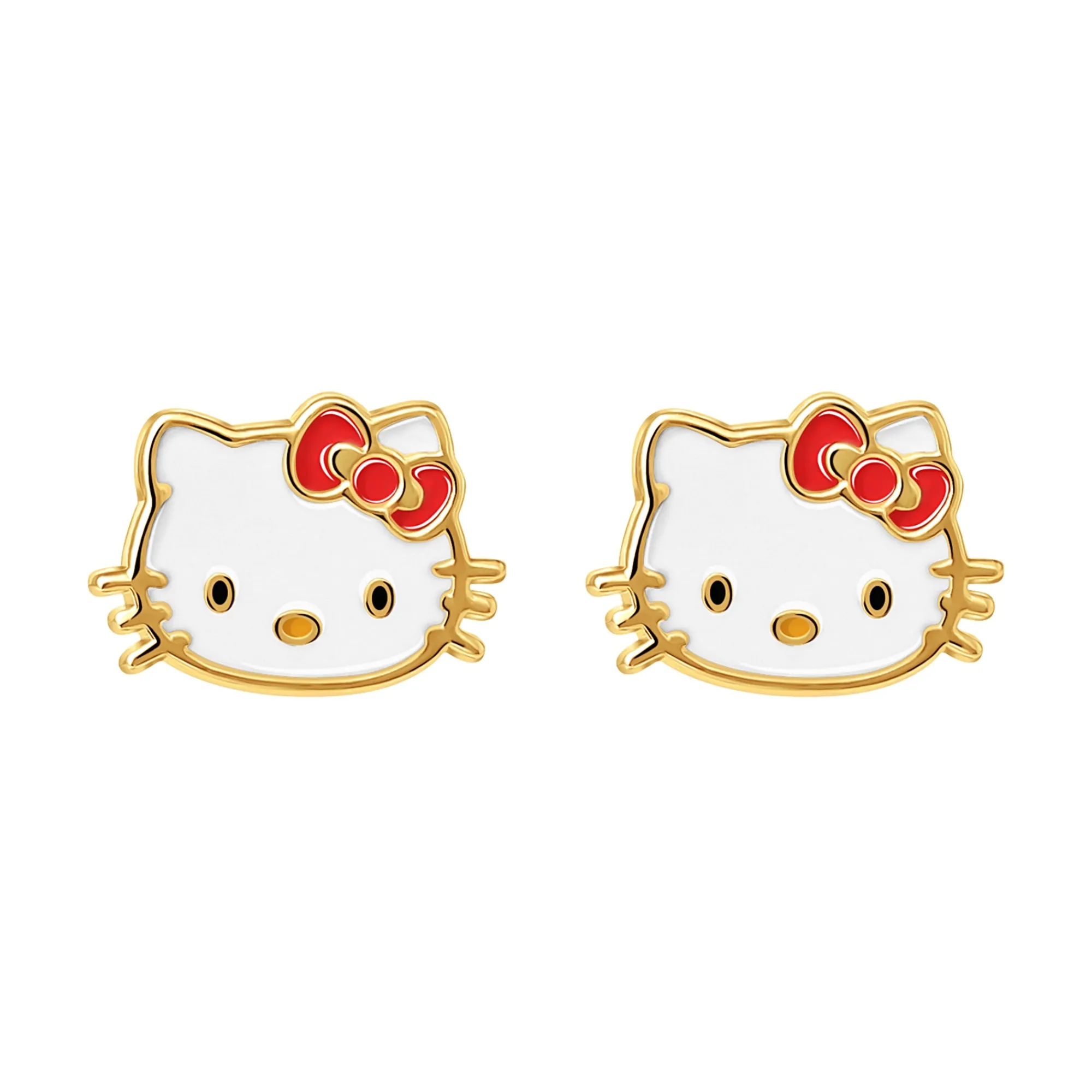 JACMEL JEWELRY INC Hello Kitty 10K Yellow Gold Enamel Stud Earrings