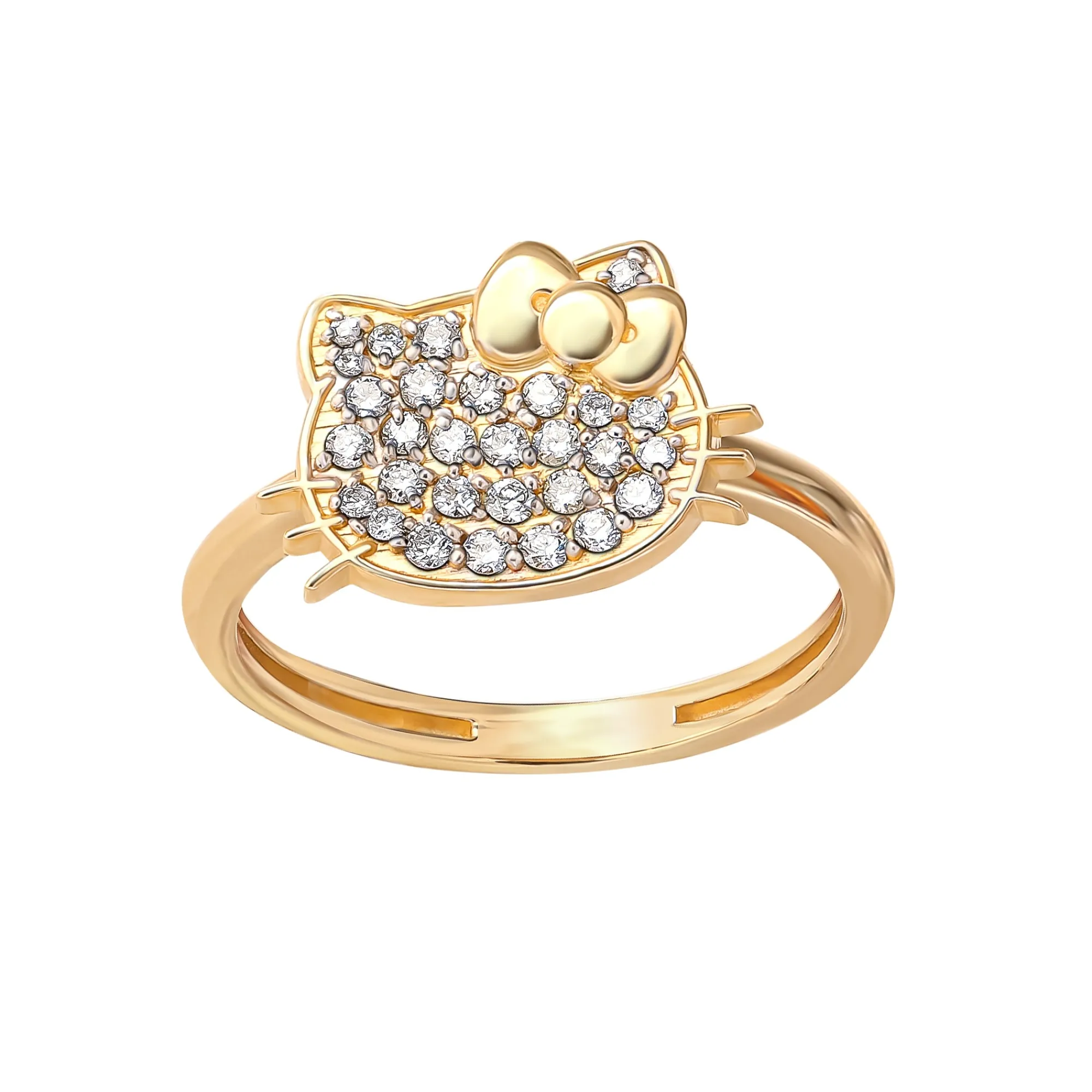 JACMEL JEWELRY INC Hello Kitty 14K Yellow Gold Pavé Diamond Ring (Size 7 Only)