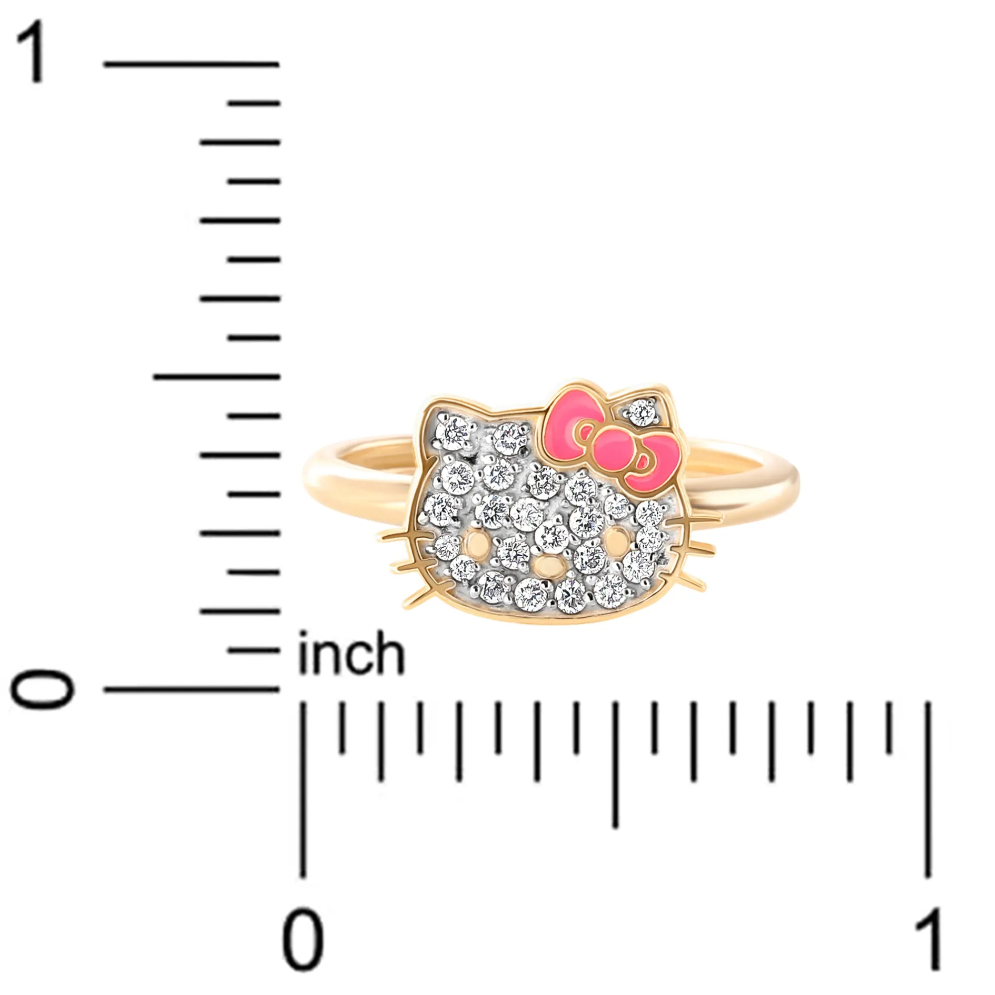 JACMEL JEWELRY INC Hello Kitty 14K Yellow Gold Pavé Diamond Ring With Enamel Bow (Size 7 Only)
