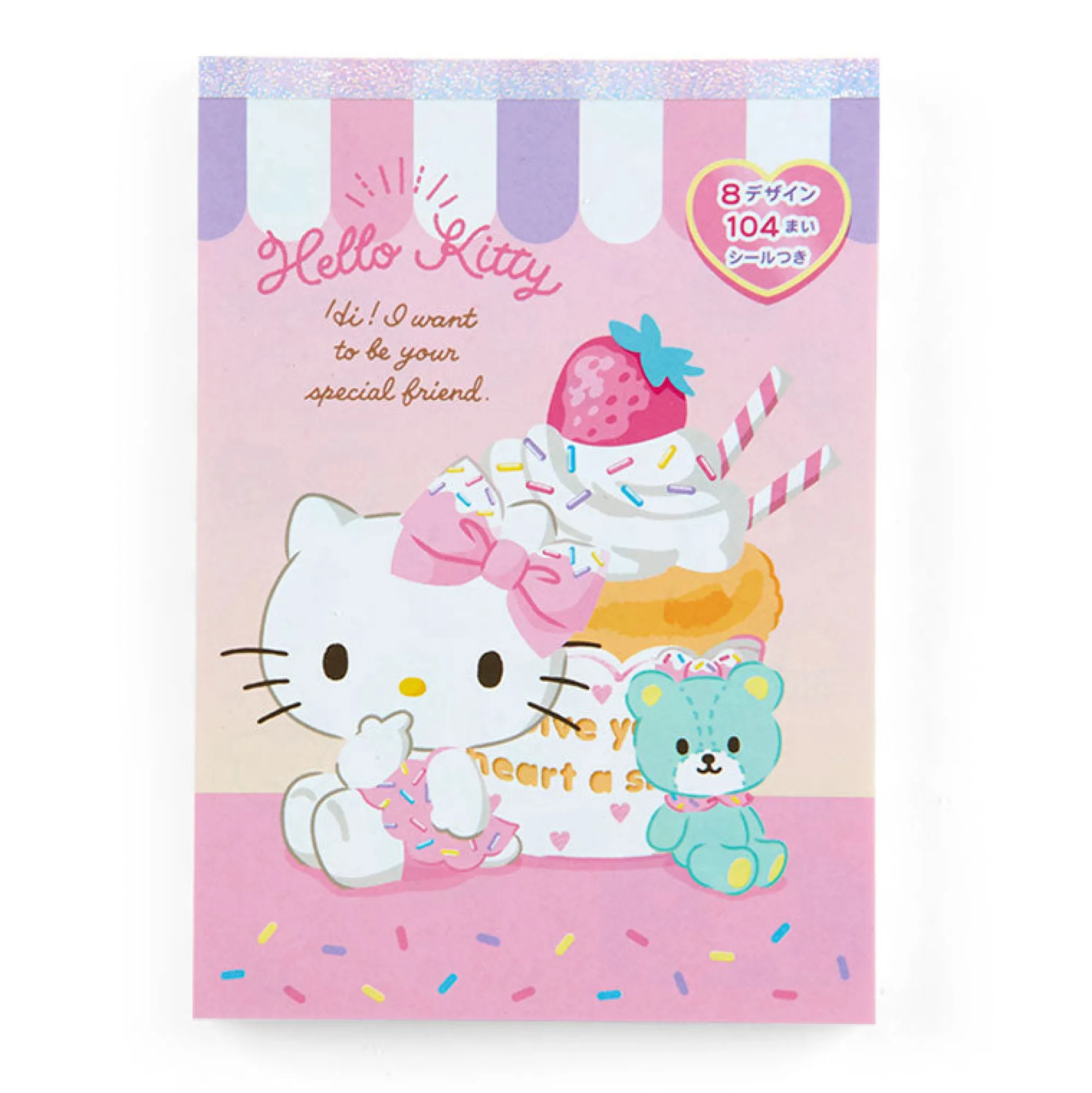 Japan Original Hello Kitty Memo Pad & Sticker Set