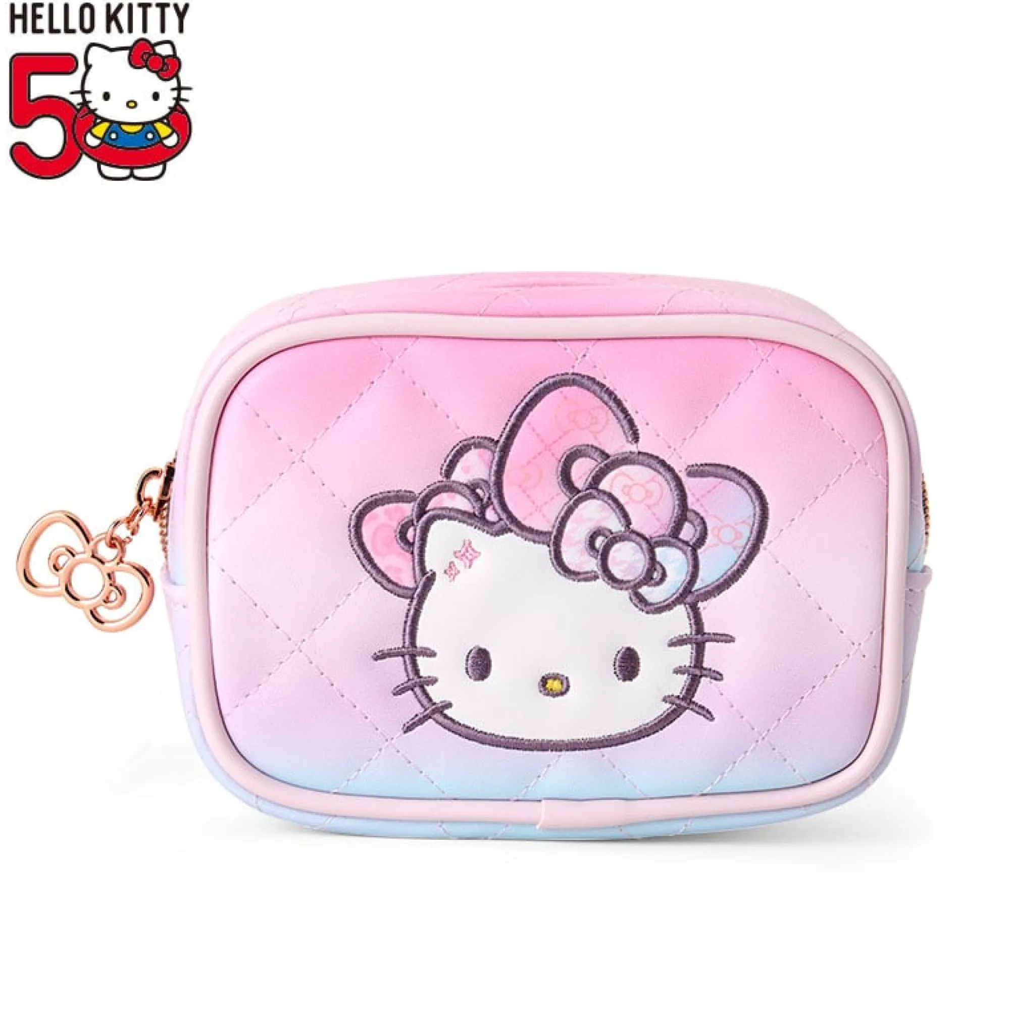 Japan Original Hello Kitty Mini Zipper Pouch 50th Anniv. (Fashionable Ribbons Series)