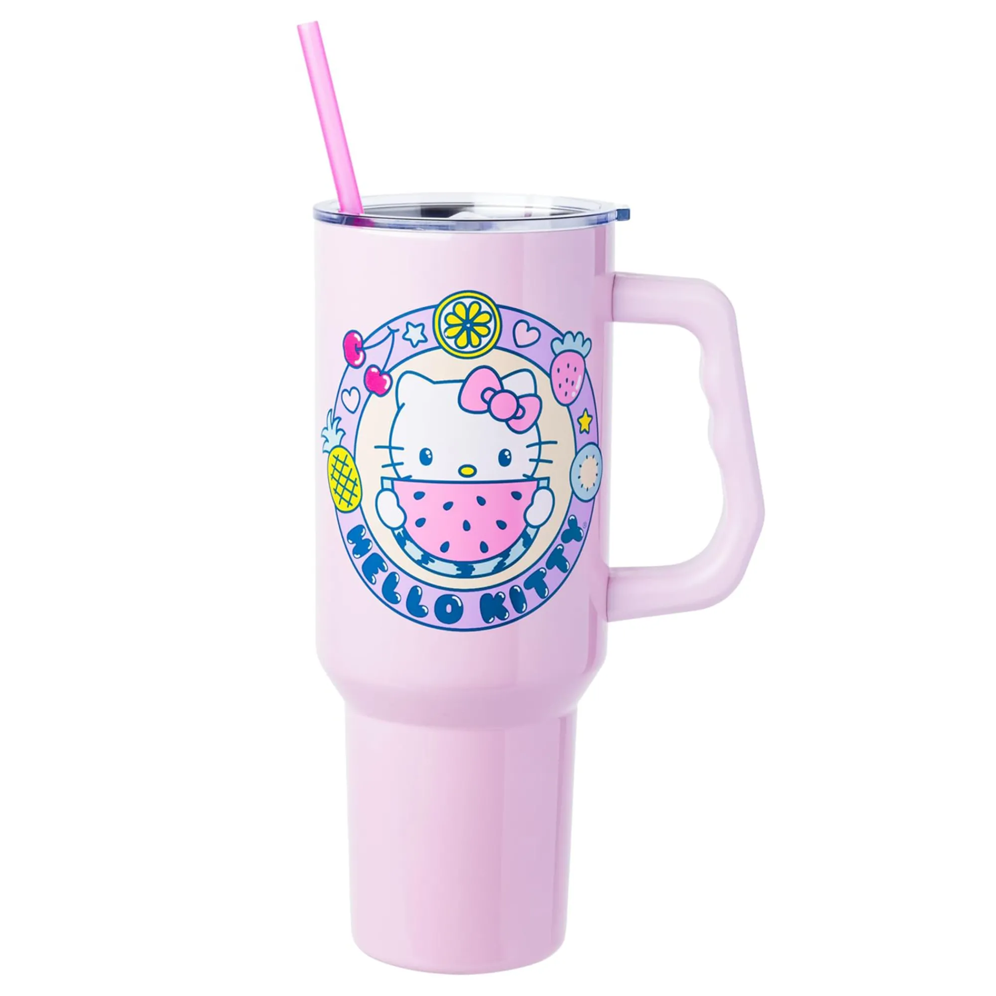 Silver Buffalo Hello Kitty 40oz Stainless Steel Travel Tumbler (Kawaii Fruit)