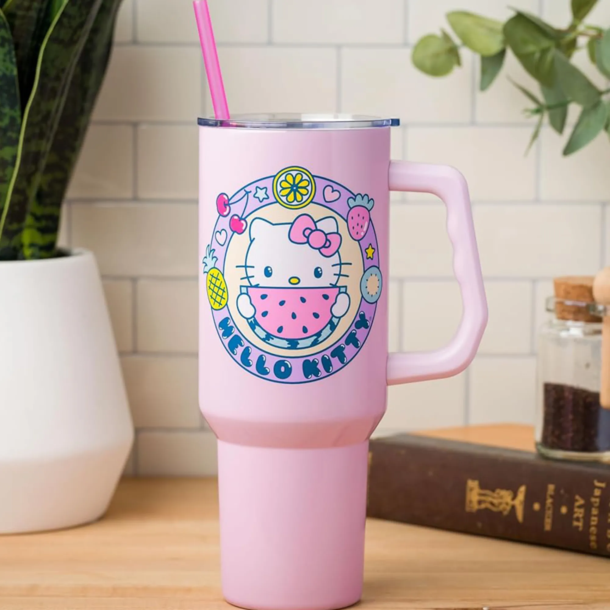 Silver Buffalo Hello Kitty 40oz Stainless Steel Travel Tumbler (Kawaii Fruit)