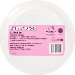 Silver Buffalo Hello Kitty Paper Napkin & Plate 32-pc Party Pack (Pink Dots)