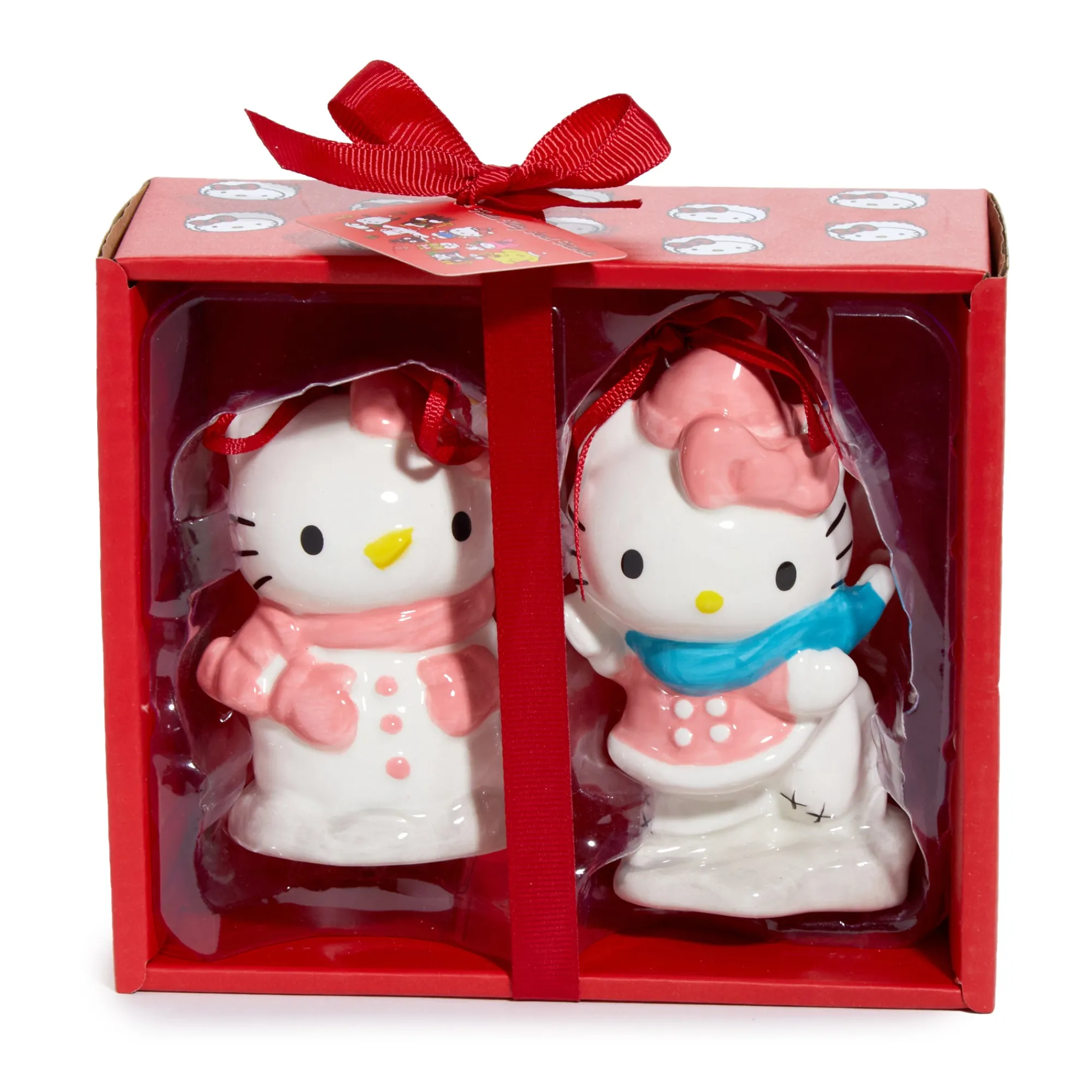 Blue Sky Clayworks Hello Kitty 2-pc Holiday Ceramic Ornament Set (Winter Play)