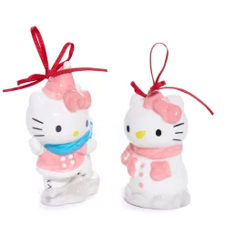 Blue Sky Clayworks Hello Kitty 2-pc Holiday Ceramic Ornament Set (Winter Play)