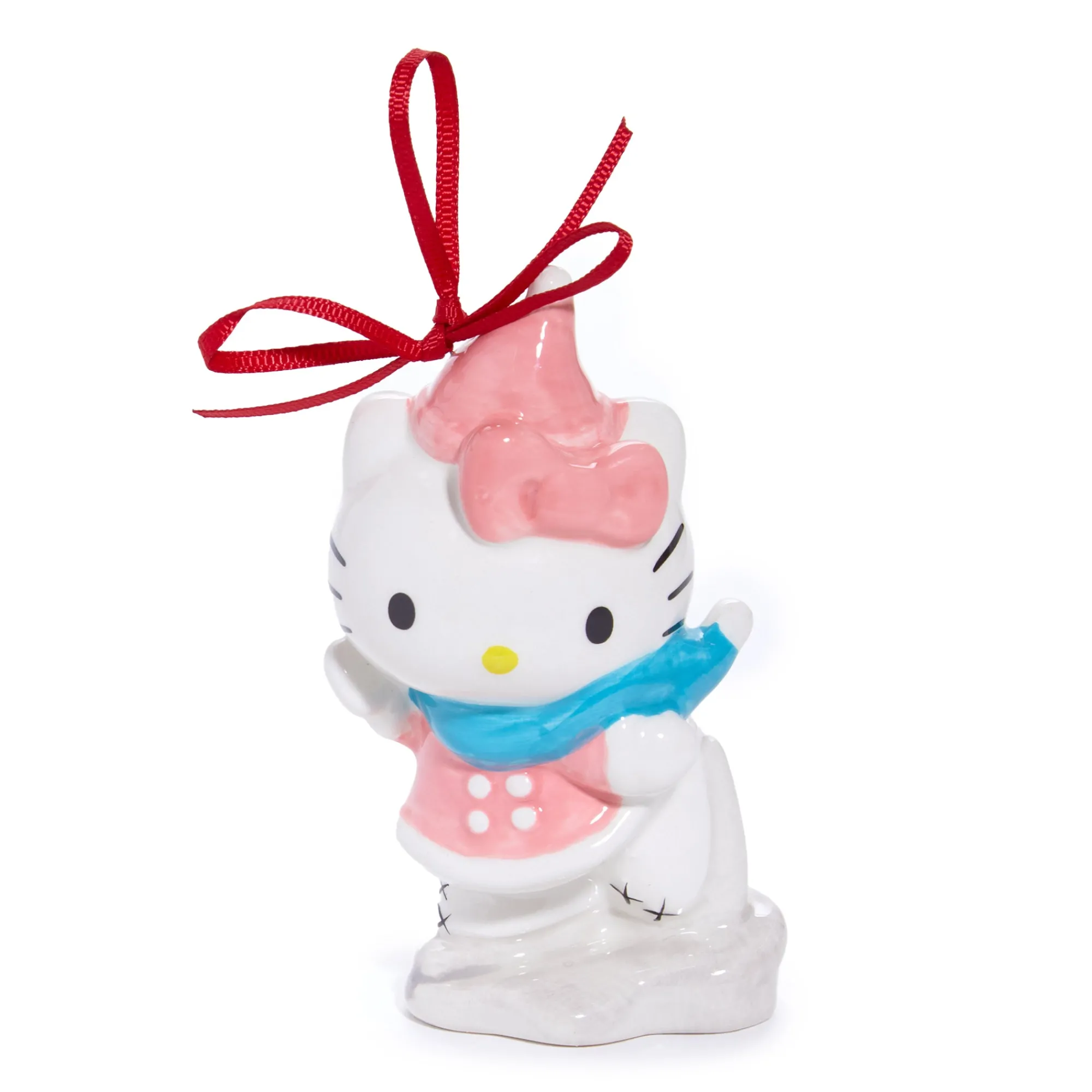 Blue Sky Clayworks Hello Kitty 2-pc Holiday Ceramic Ornament Set (Winter Play)