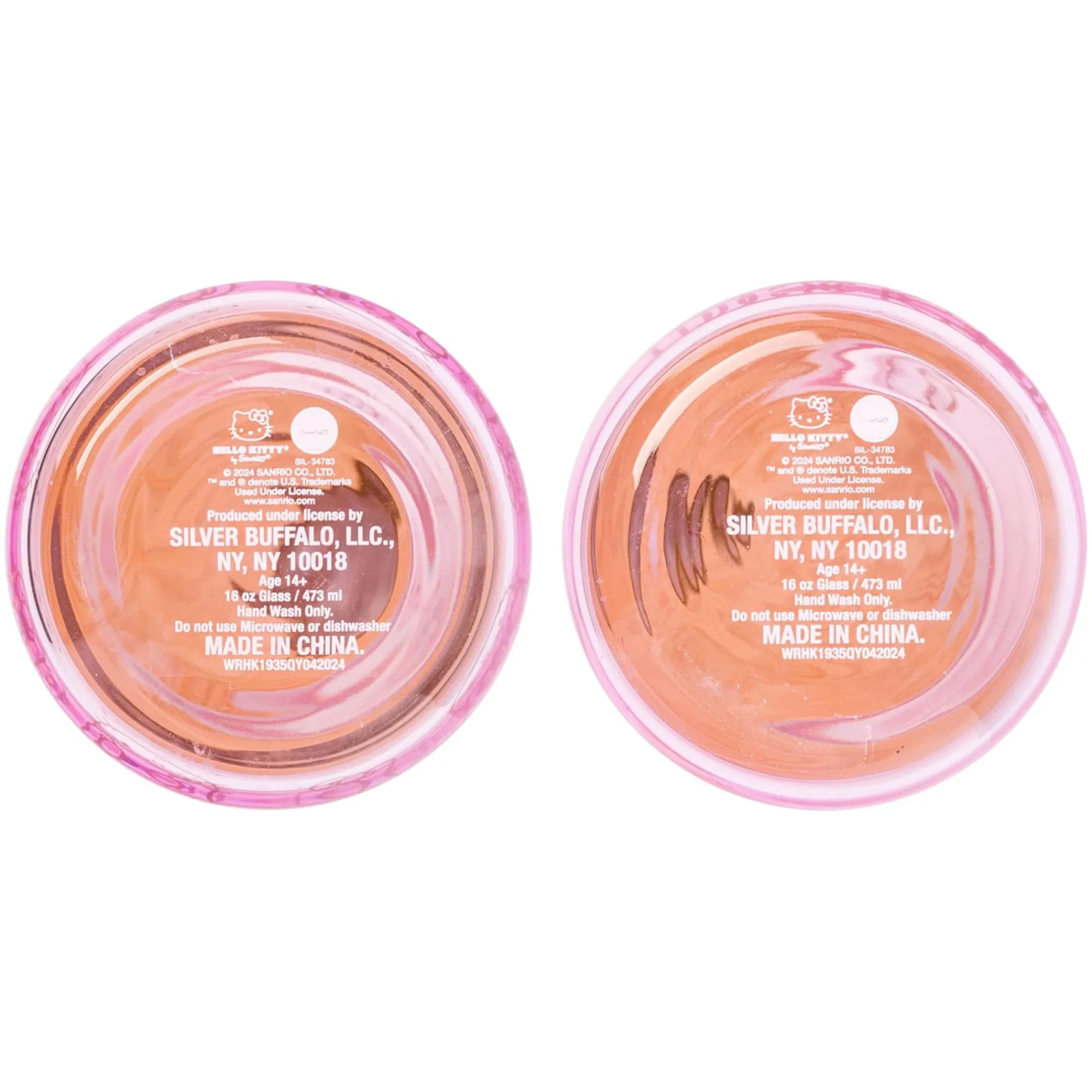 Silver Buffalo LLC Hello Kitty Pink Glass Jar Tumblers with Bamboo Lid (Set of 2)