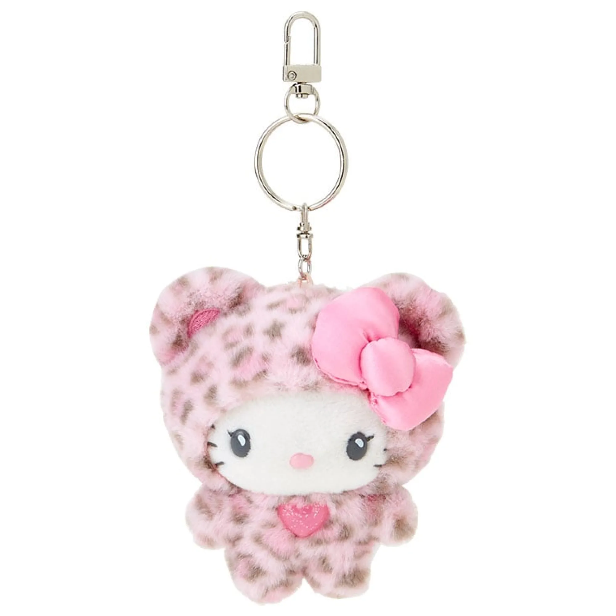 Japan Original Hello Kitty Pink Plush Mascot Keychain (Leopard Pals Series)